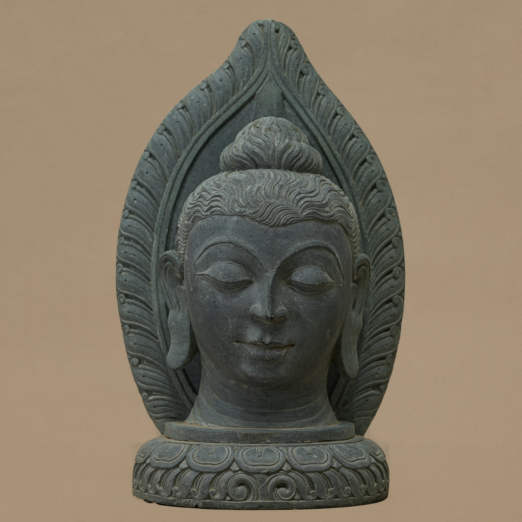 Bust of Lord Buddha handcrafted from Dungarpur black stone for home decor