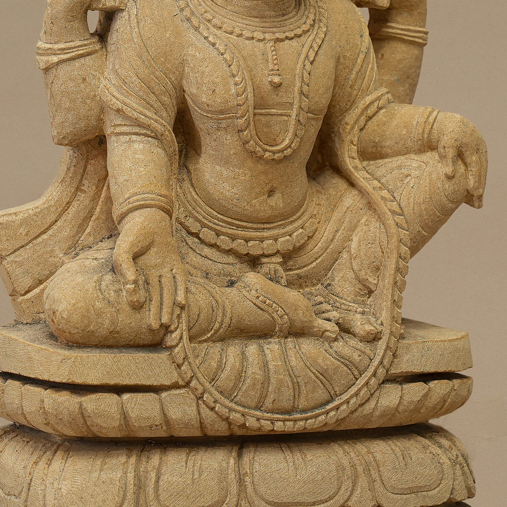 Base view of 12 inch Lord Vishnu showcasing its face and upper body