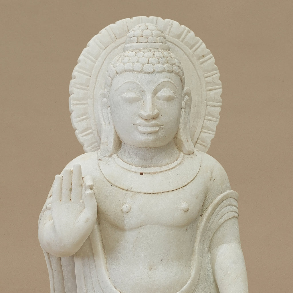 15" Lord Buddha Statue | Handcrafted from White Marble