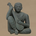 16" Tanpura-Playing Musician Statue | Handcrafted from Dungarpur Black Stone