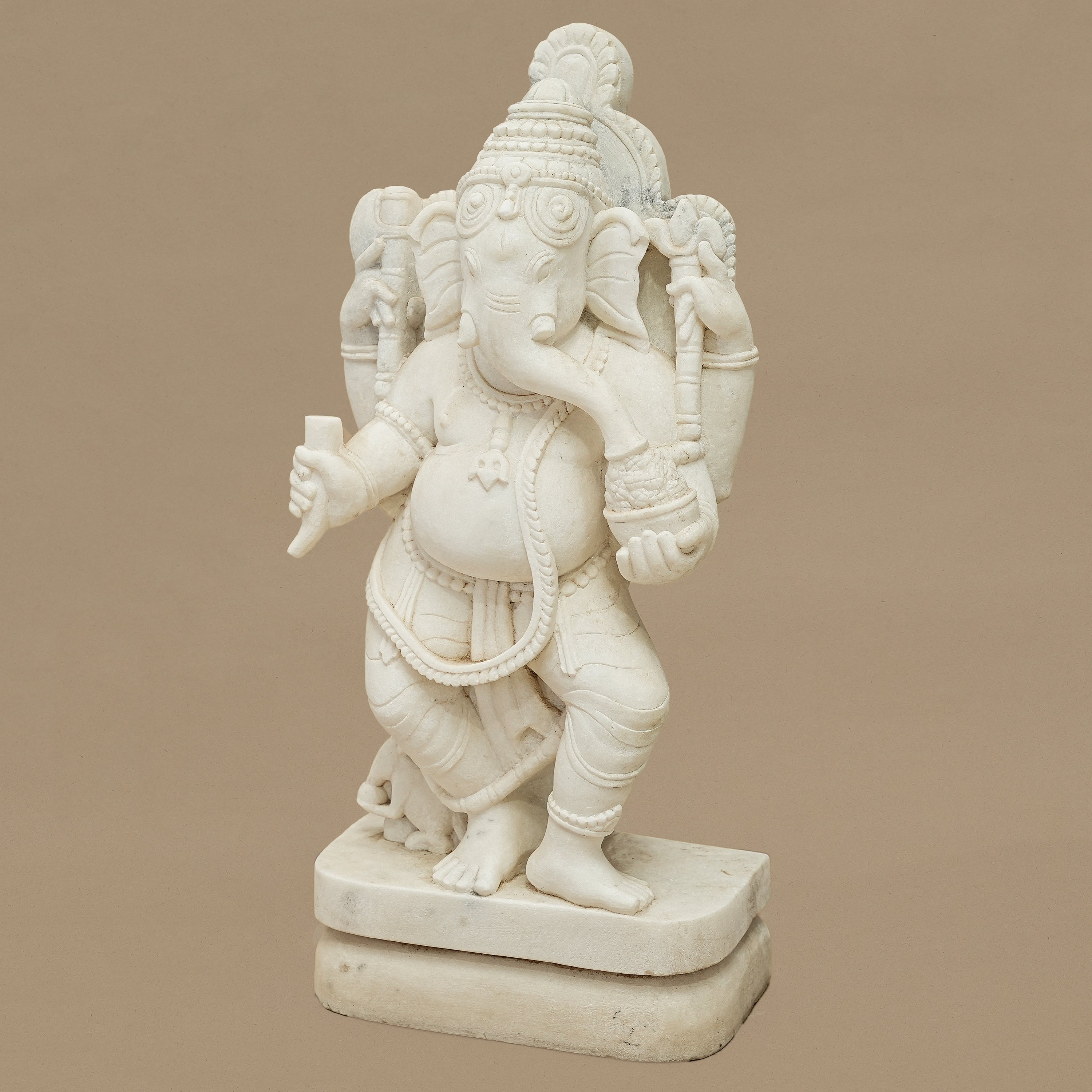 19.5" Lord Ganesha Statue | Handcrafted from White Marble