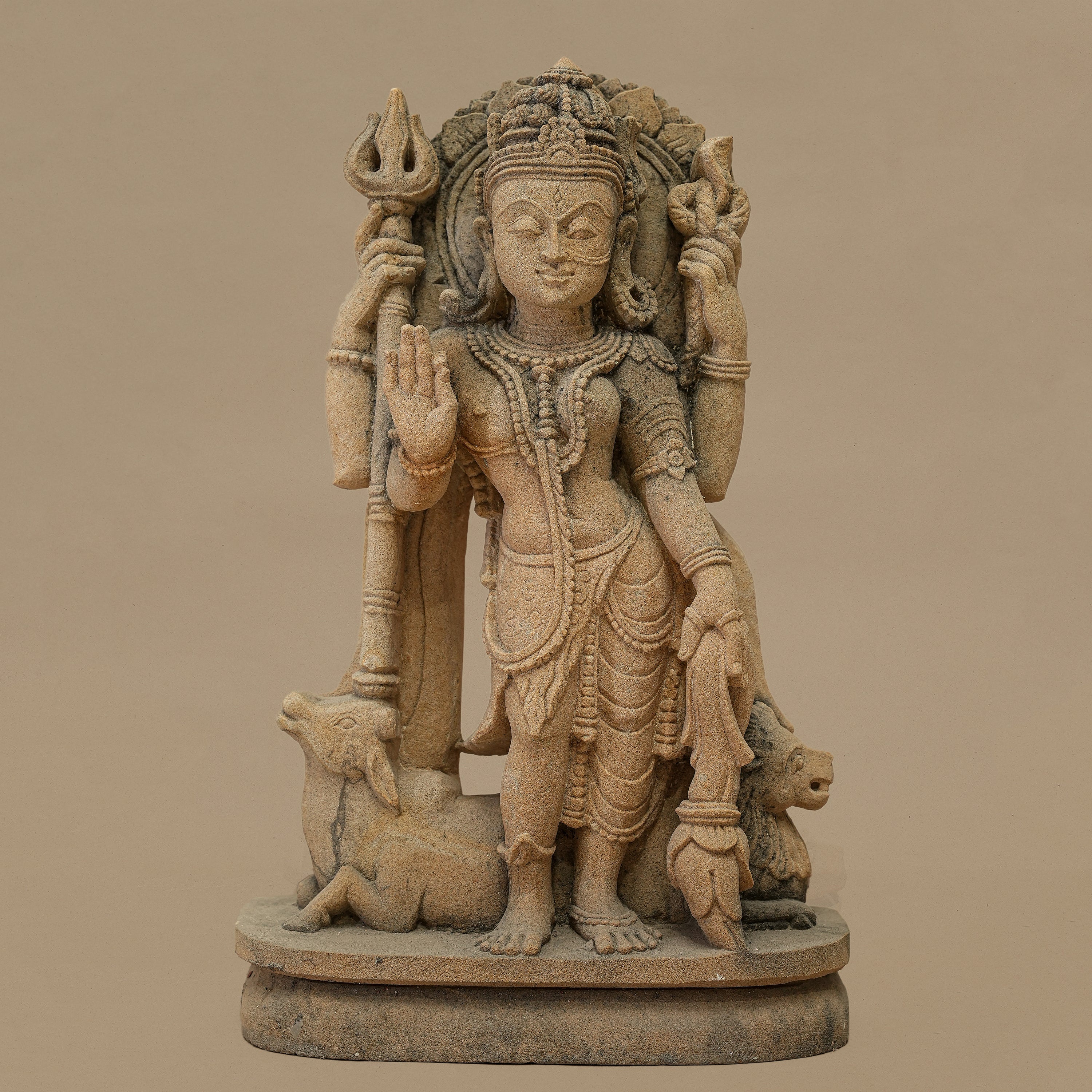 15" Lord Shiva - Maa Durga Statue | Handcrafted from Yellow Sandstone