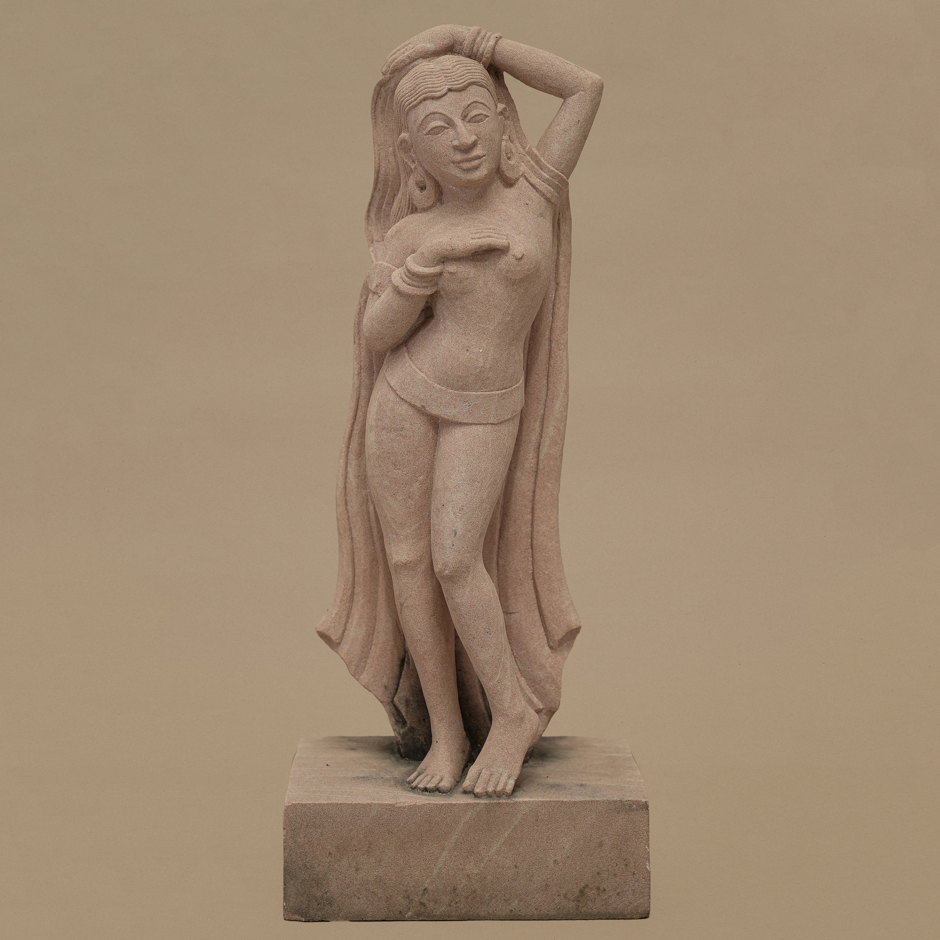 18.5" Indian Classical Dancer Statue | Handcrafted from Pink Sandstone