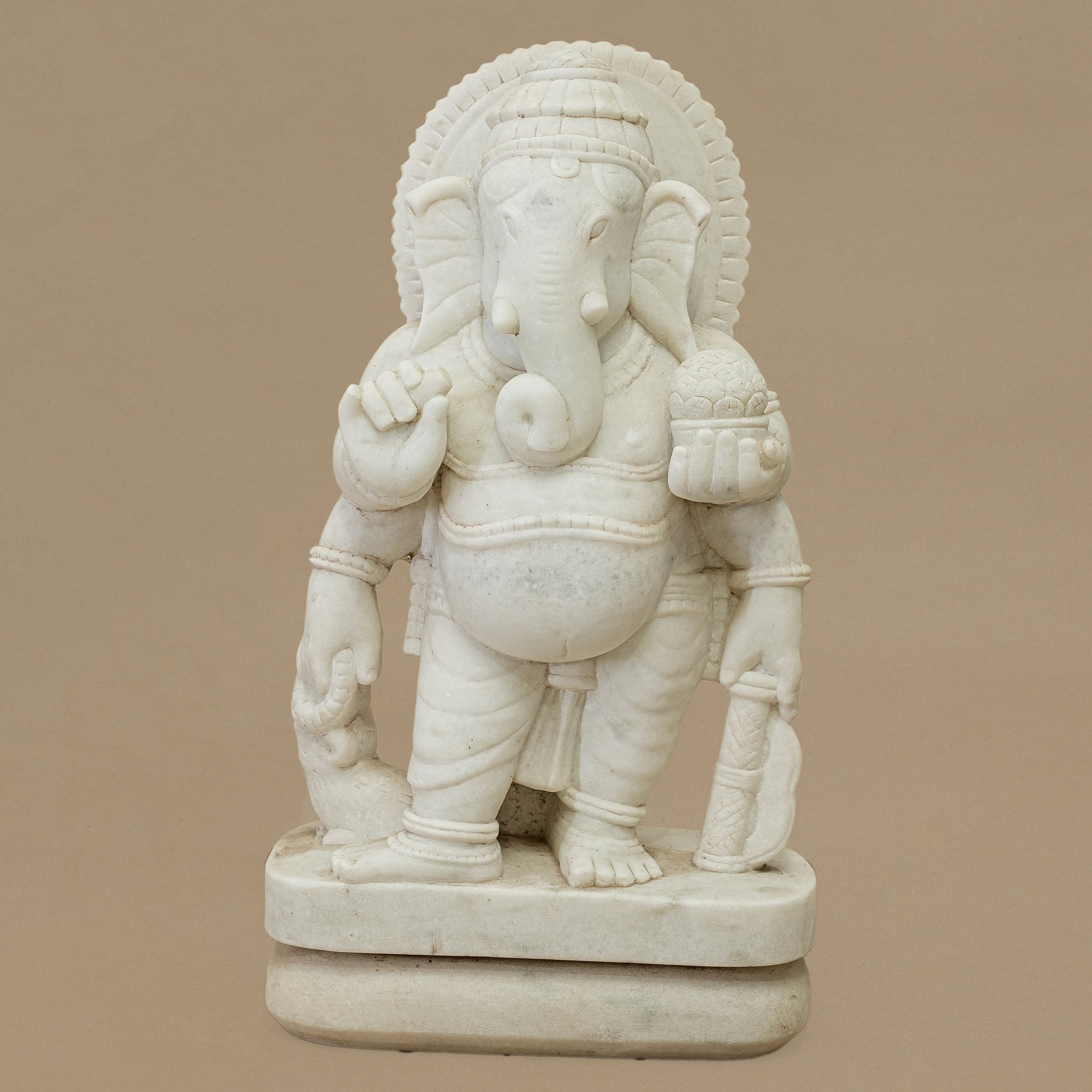 18" Standing Lord Ganesha Statue | Handcrafted from White Marble