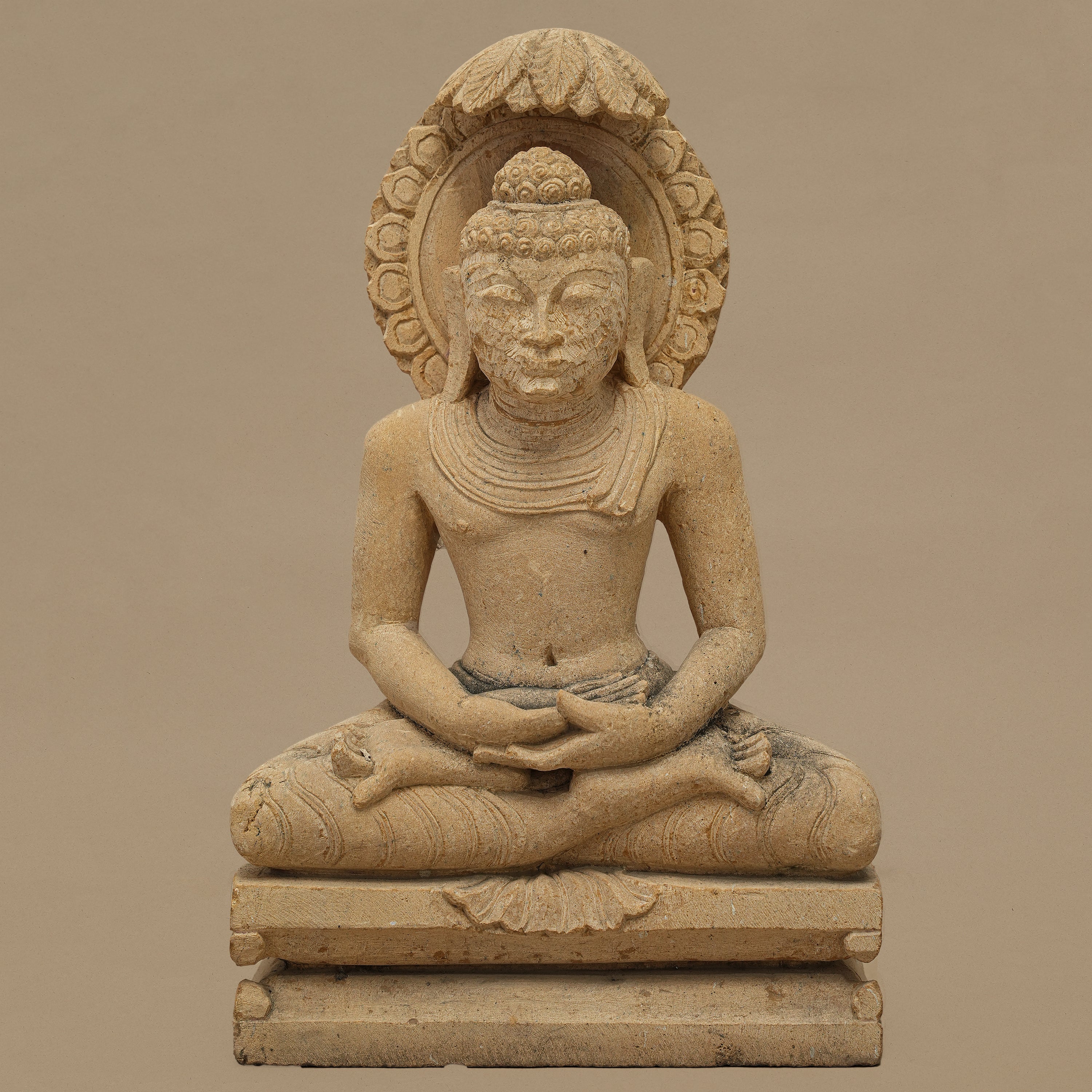 14" Lord Buddha Statue | Handcrafted from Yellow Sandstone