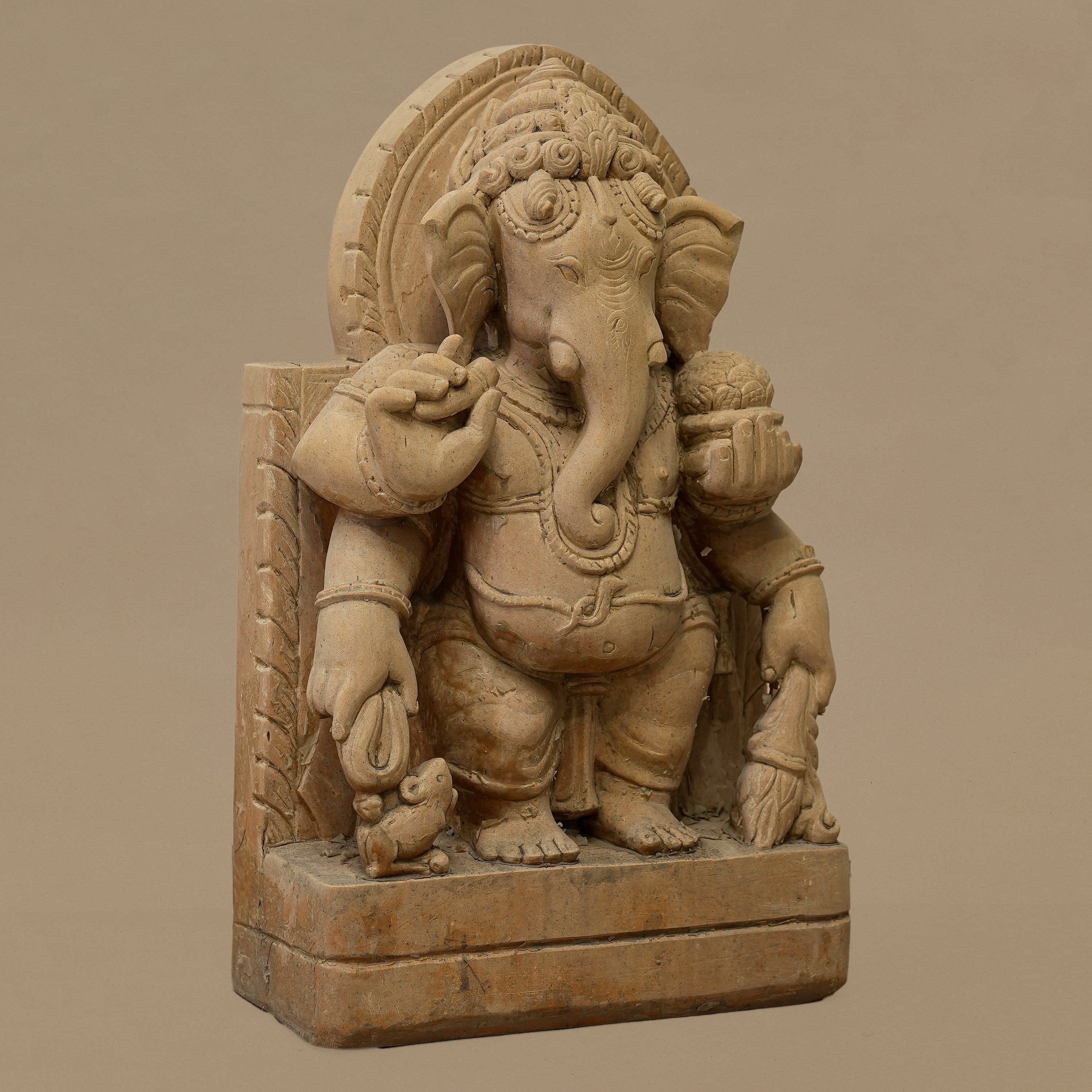14.5" Standing Lord Ganesha Statue | Handcrafted from Yellow Sandstone