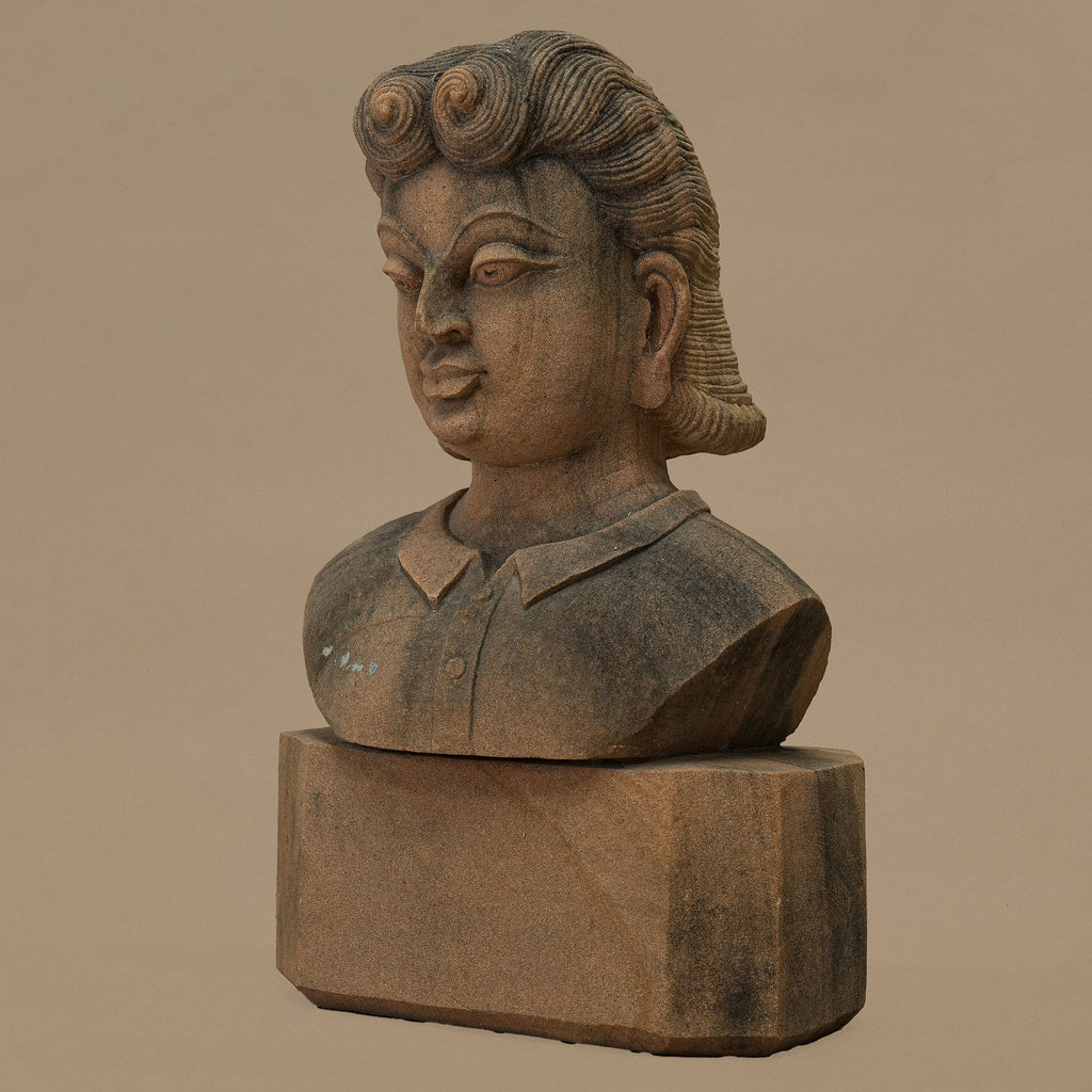 14" Serene Bust Statue | Handcrafted from Yellow Sandstone