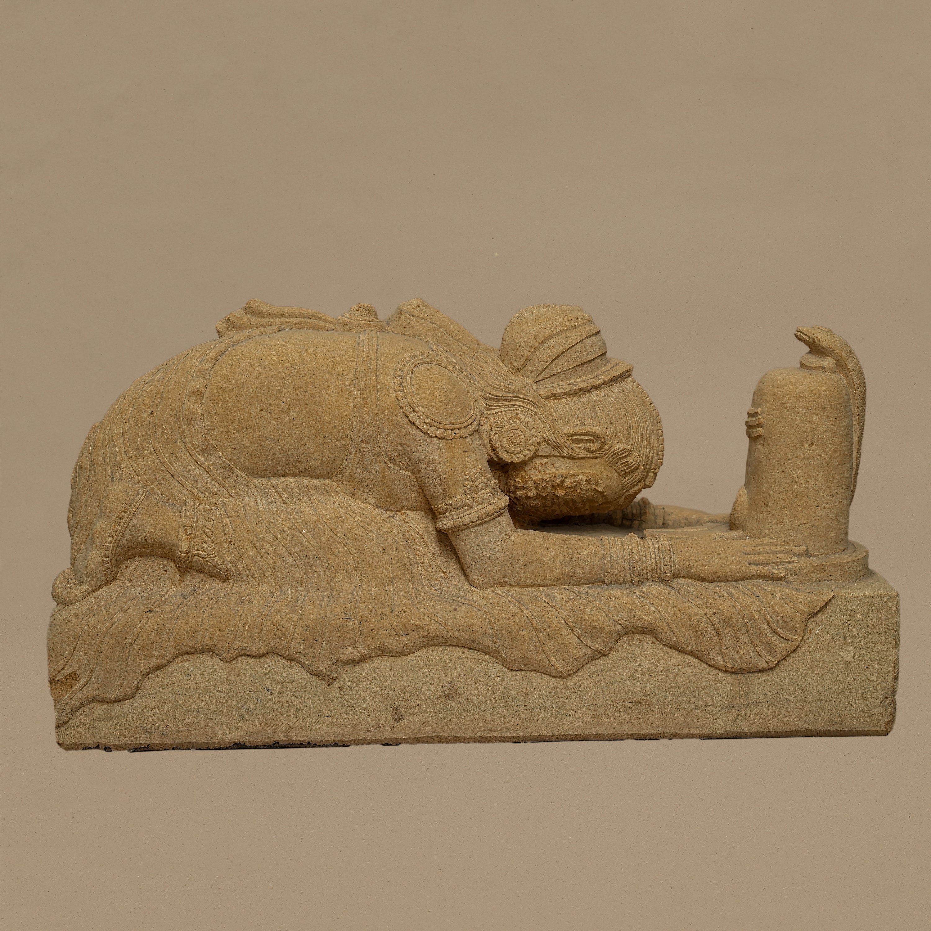 24" Devoted Female Statue | Handcrafted from Yellow Sandstone