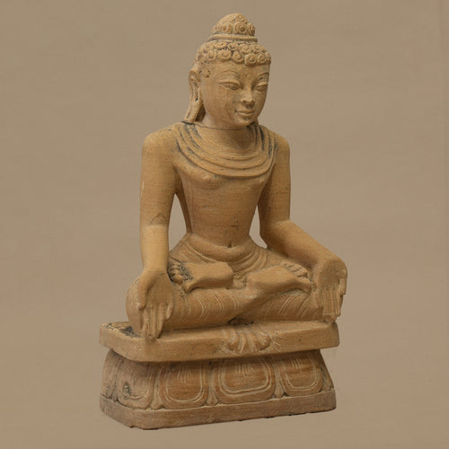 12" Lord Buddha Statue | Handcrafted from Yellow Sandstone