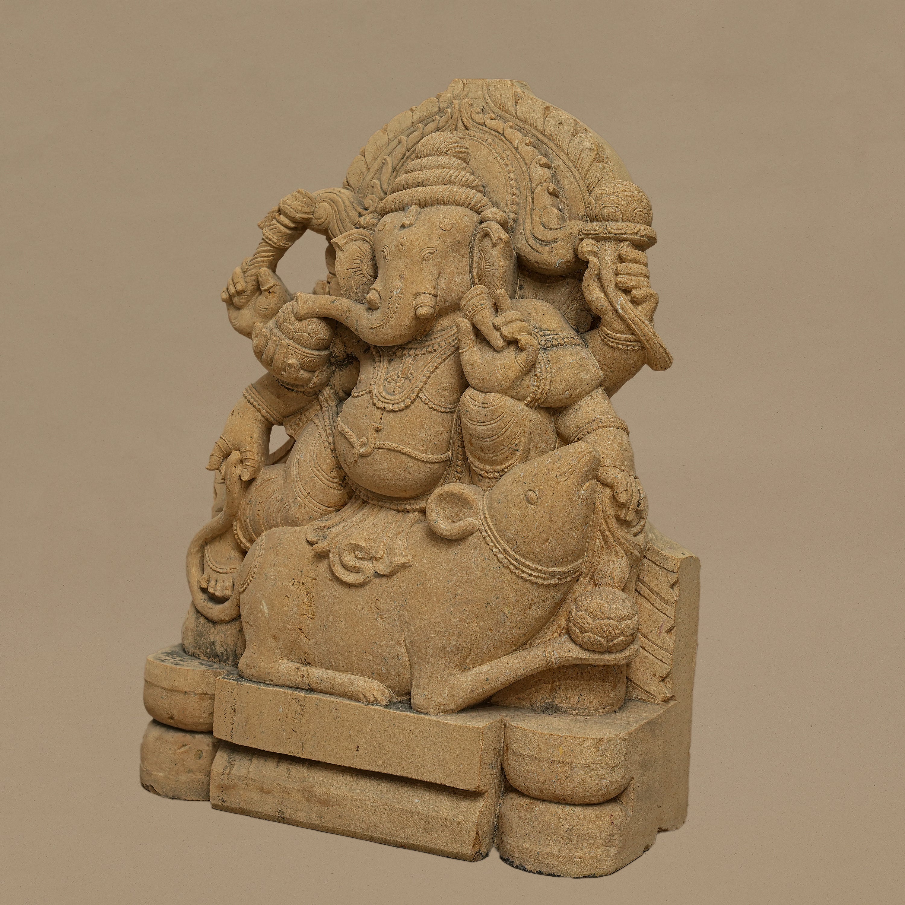 18" Lord Ganesha Statue | Handcrafted from Yellow Sandstone