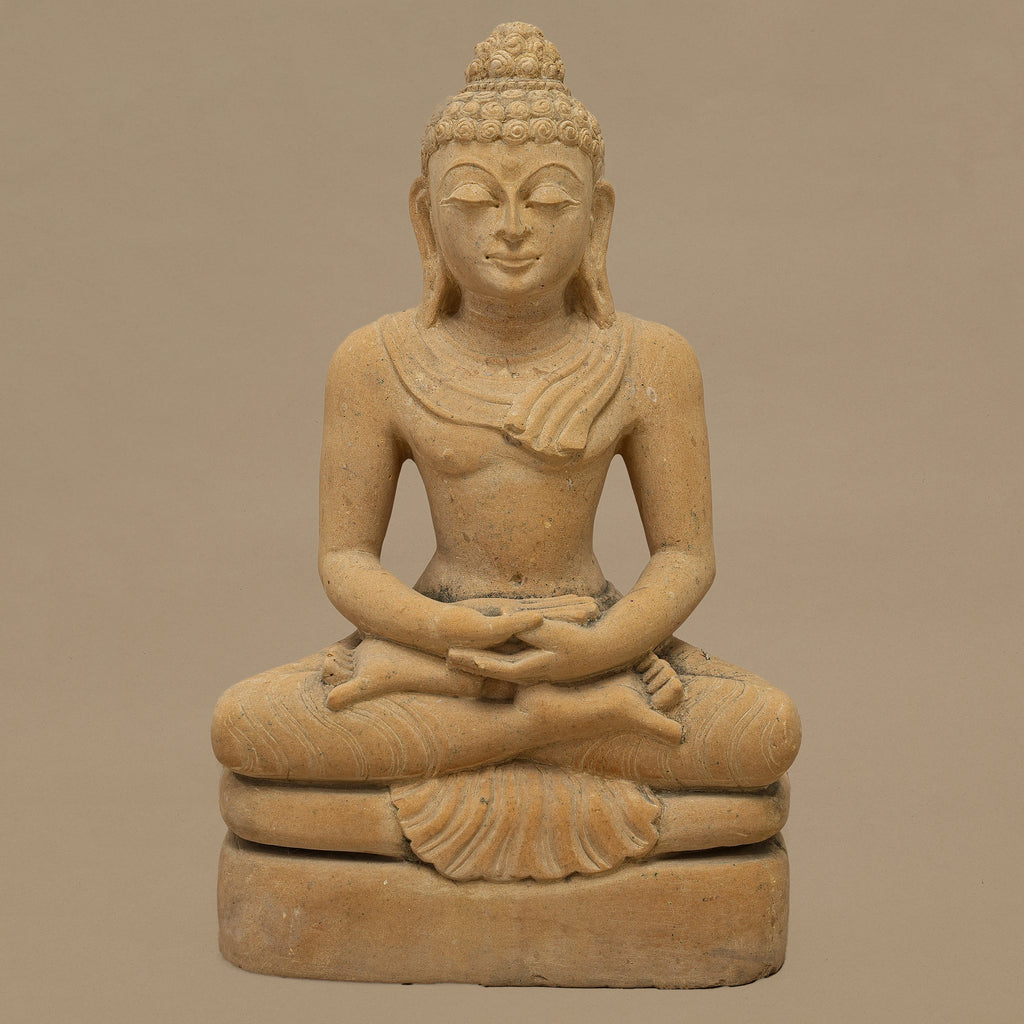 14.5" Lord Buddha Statue | Handcrafted from Yellow Sandstone