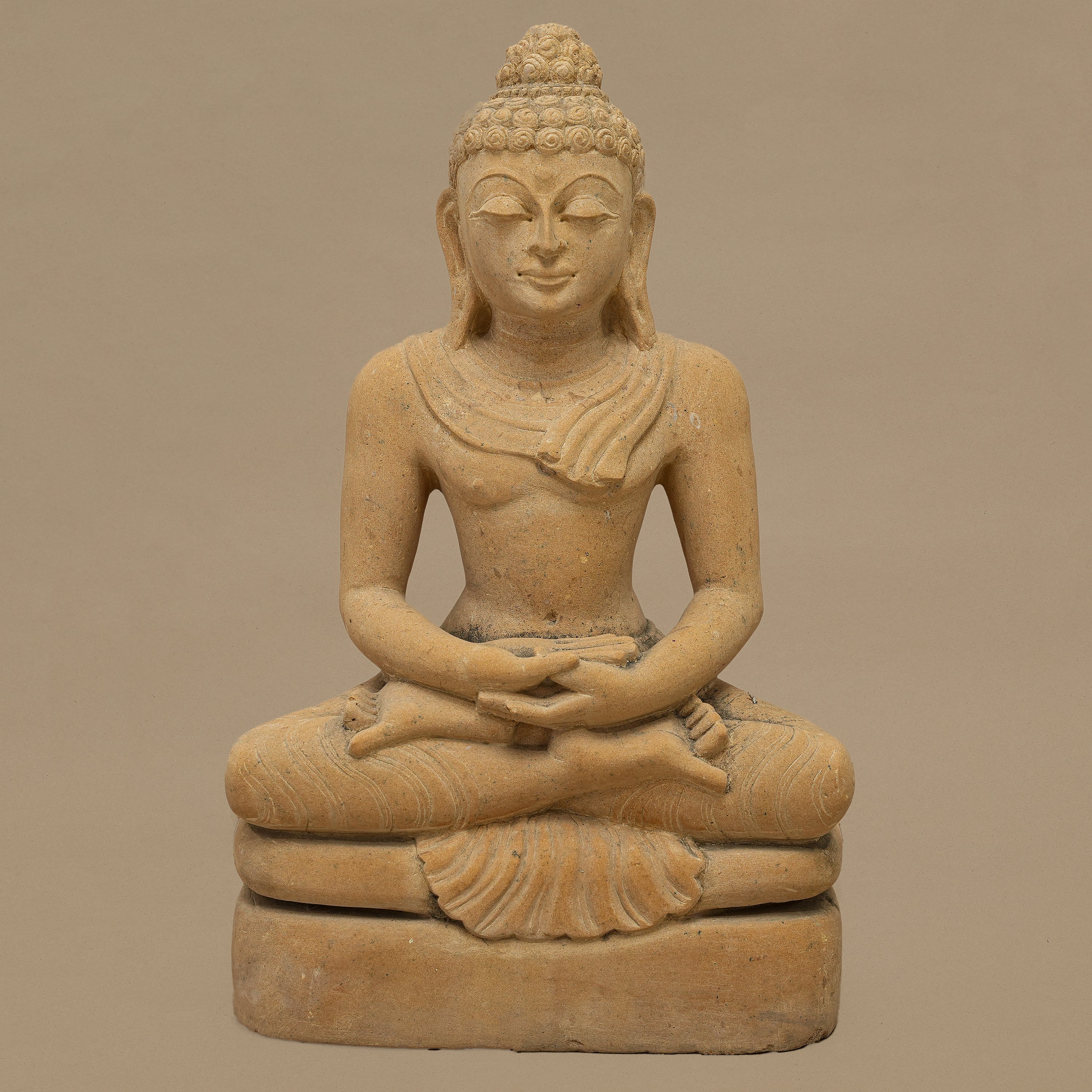14.5" Lord Buddha Statue | Handcrafted from Yellow Sandstone