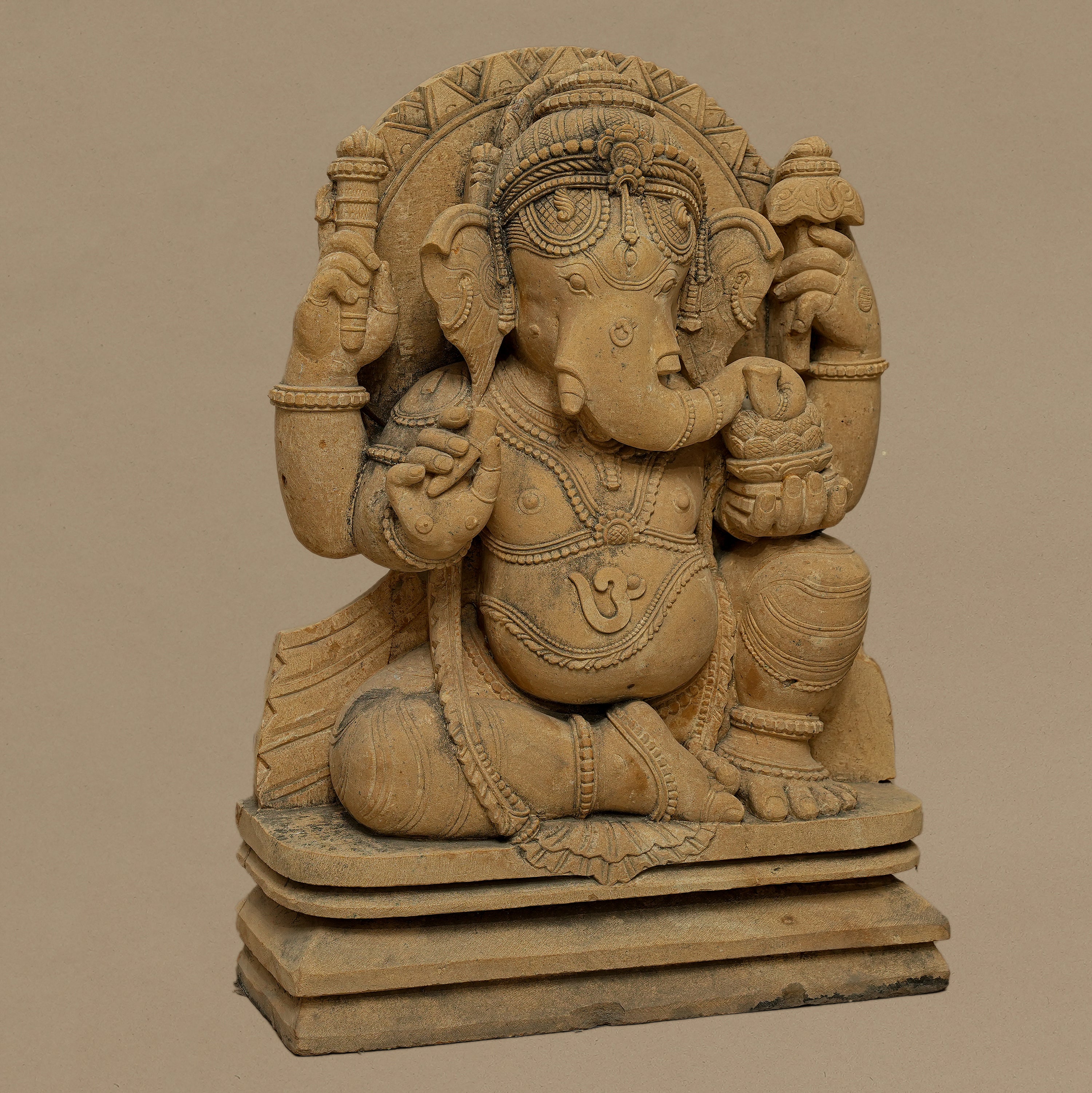 18" Lord Ganesha Statue | Handcrafted from Yellow Sandstone