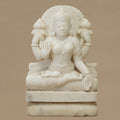 10.5" Goddess Laxmi Statue | Handcrafted from White Marble