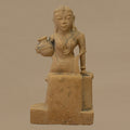 10.5" Pot-Holding Female Statue | Handcrafted from Yellow Sandstone