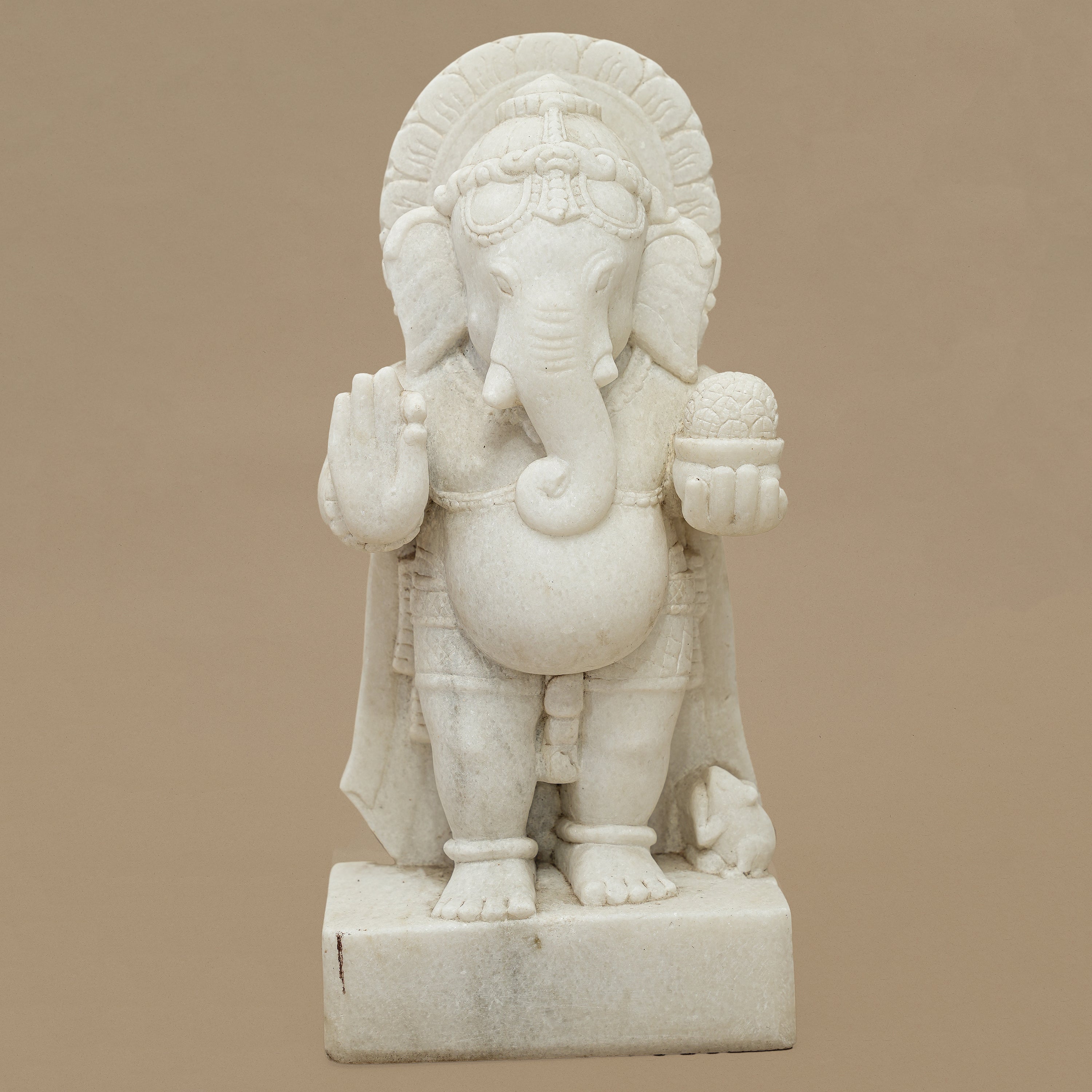 15" Lord Ganesha Statue | Handcrafted from White Marble