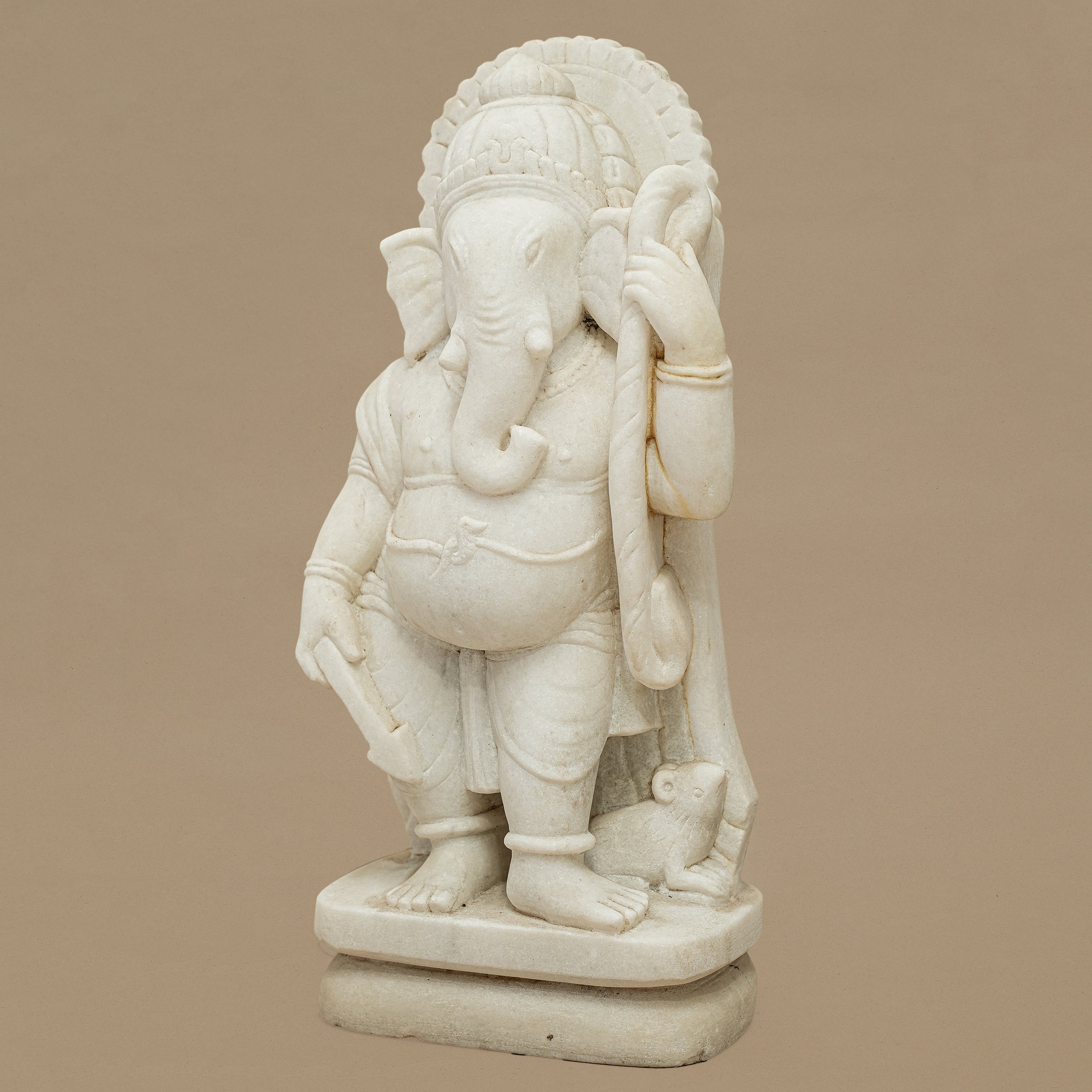 15" Lord Ganesha Statue | Handcrafted from White Marble