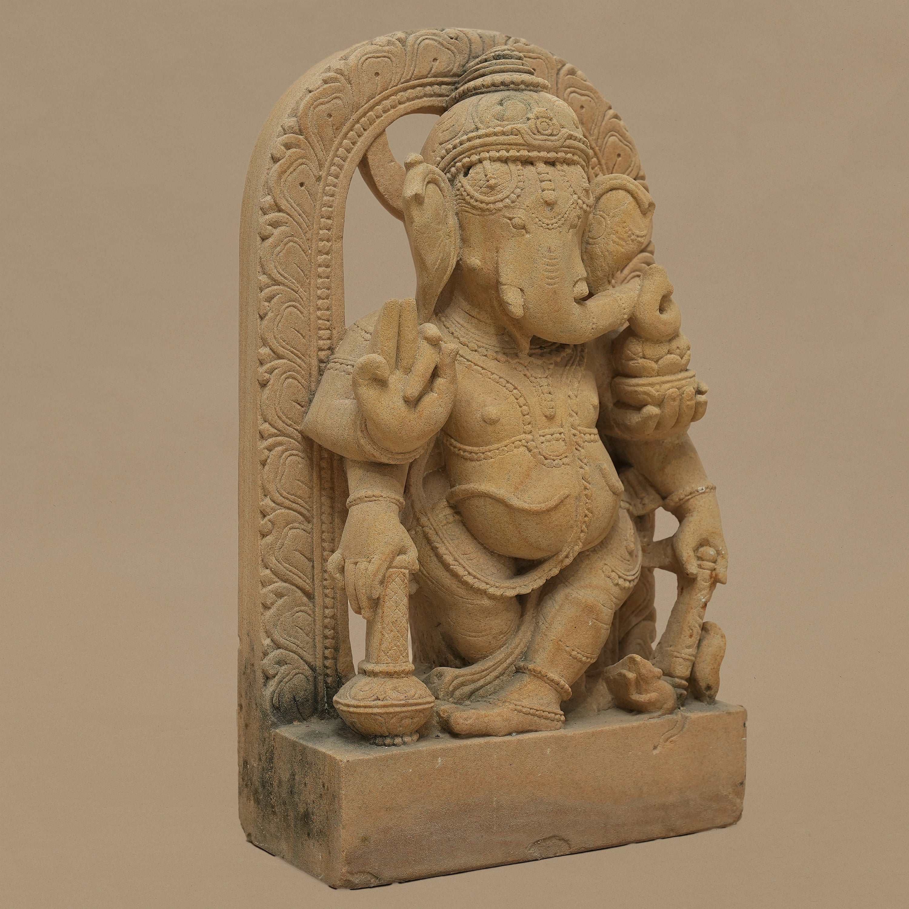 15" Lord Ganesha Statue | Handcrafted from Yellow Sandstone
