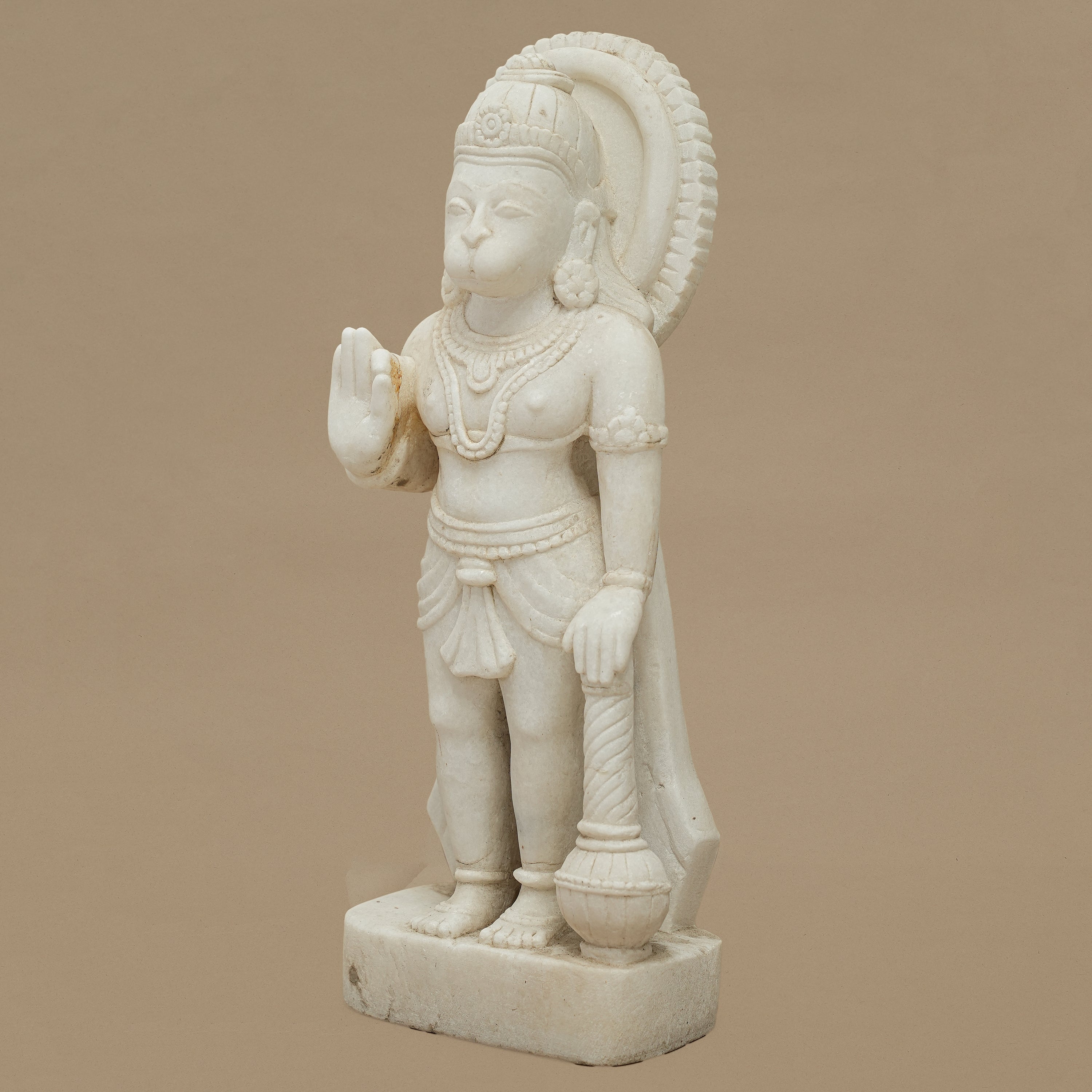 15" Lord Hanuman Statue | Handcrafted from White Marble
