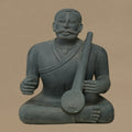 16" Tanpura-Playing Musician Statue | Handcrafted from Dungarpur Black Stone
