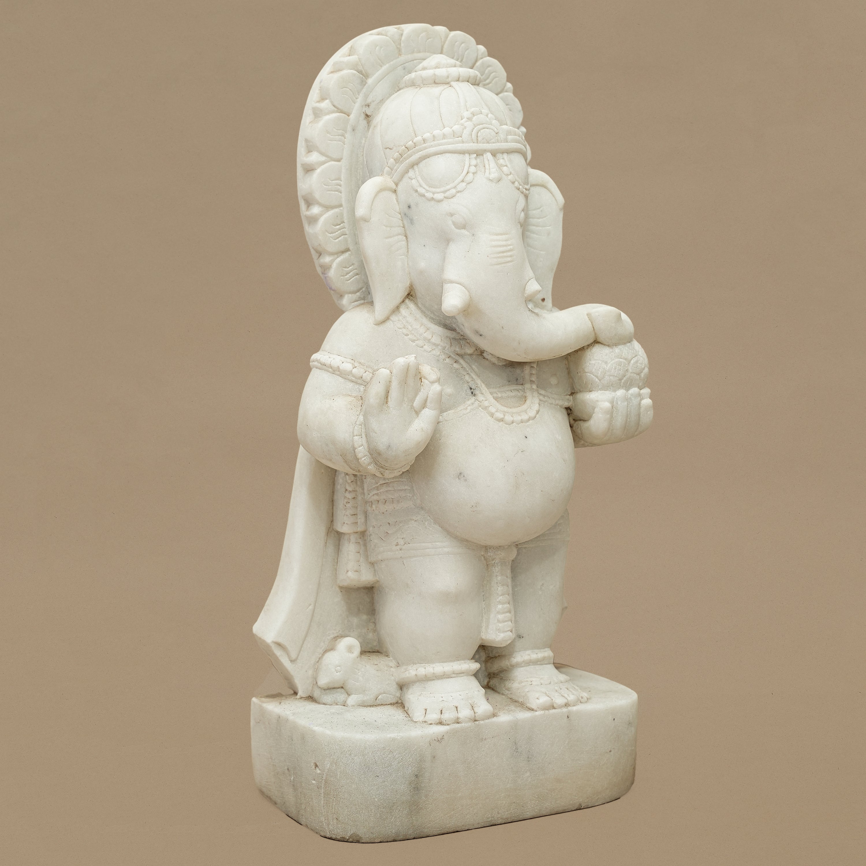 15" Lord Ganesha Statue | Handcrafted from White Marble