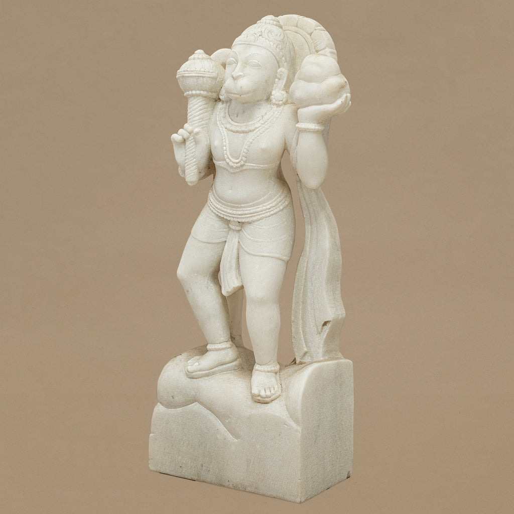 15" Lord Hanuman Statue | Handcrafted from White Marble