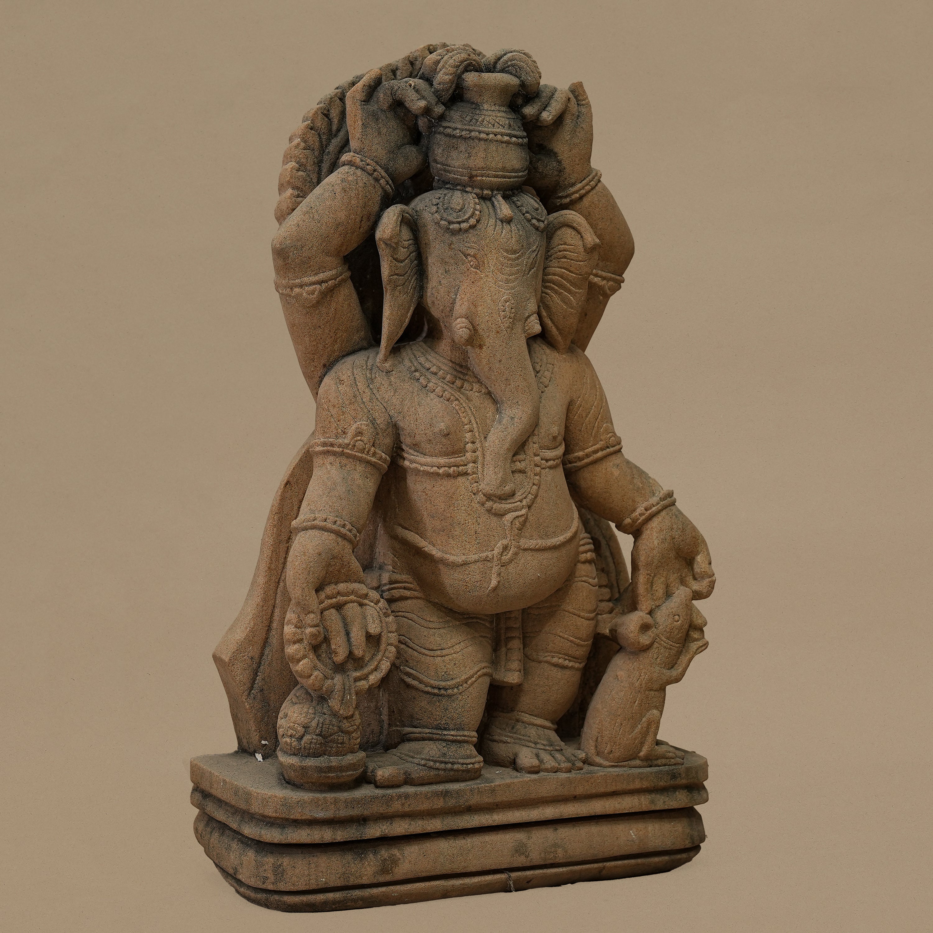 15" Lord Ganesha Statue | Handcrafted from Yellow Sandstone