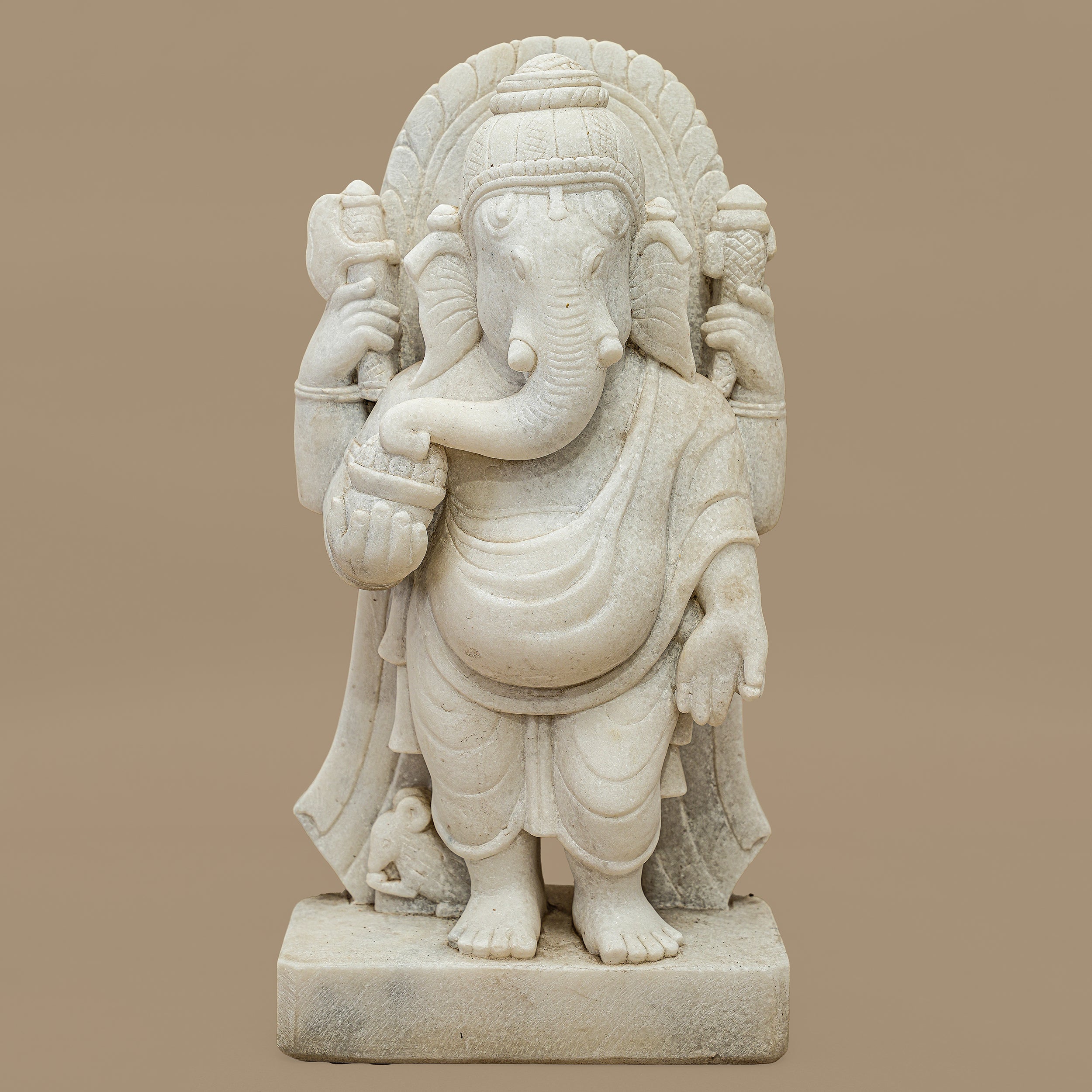 19" Lord Ganesha Statue | Handcrafted from White Marble