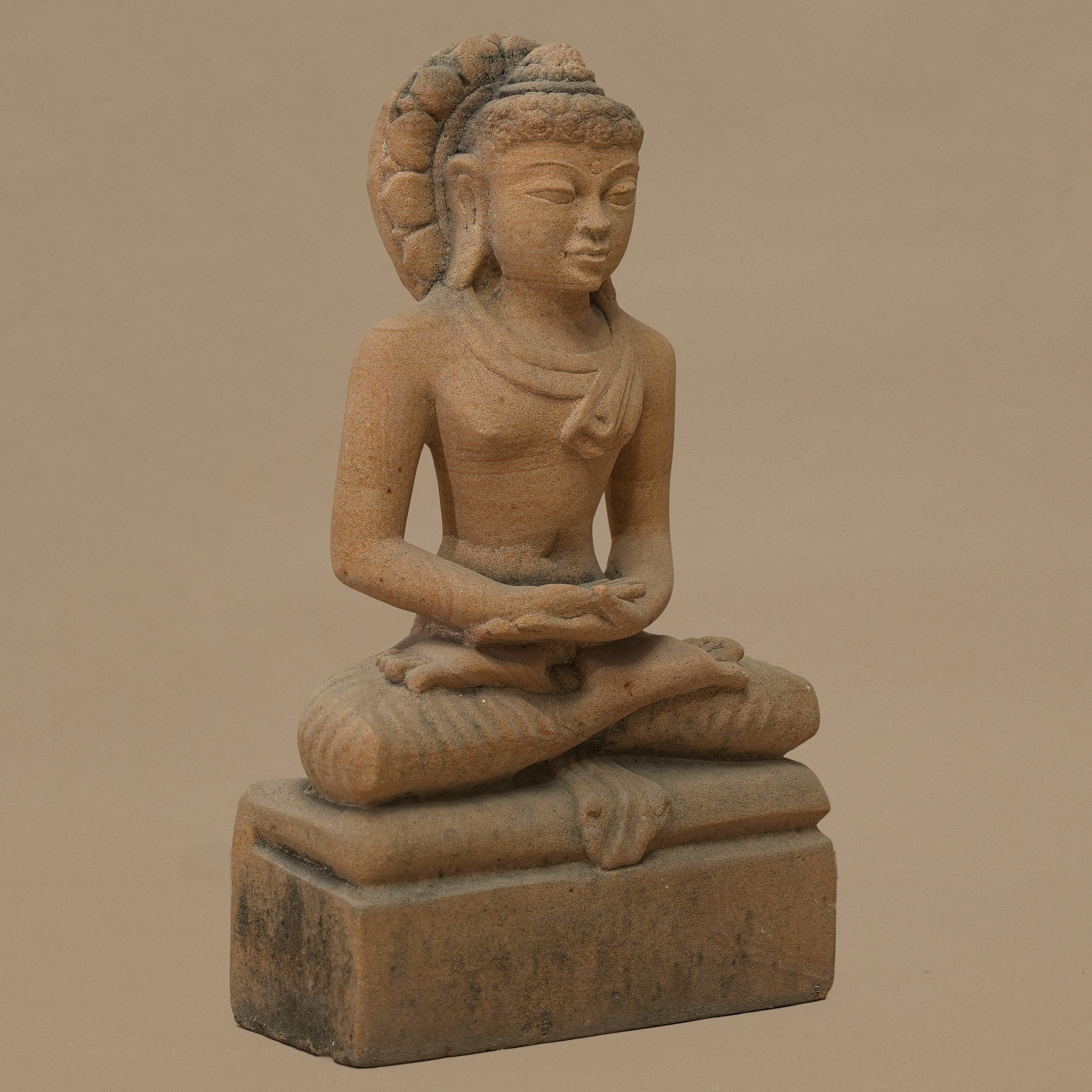 11.5" Lord Buddha Statue | Handcrafted from Yellow Sandstone