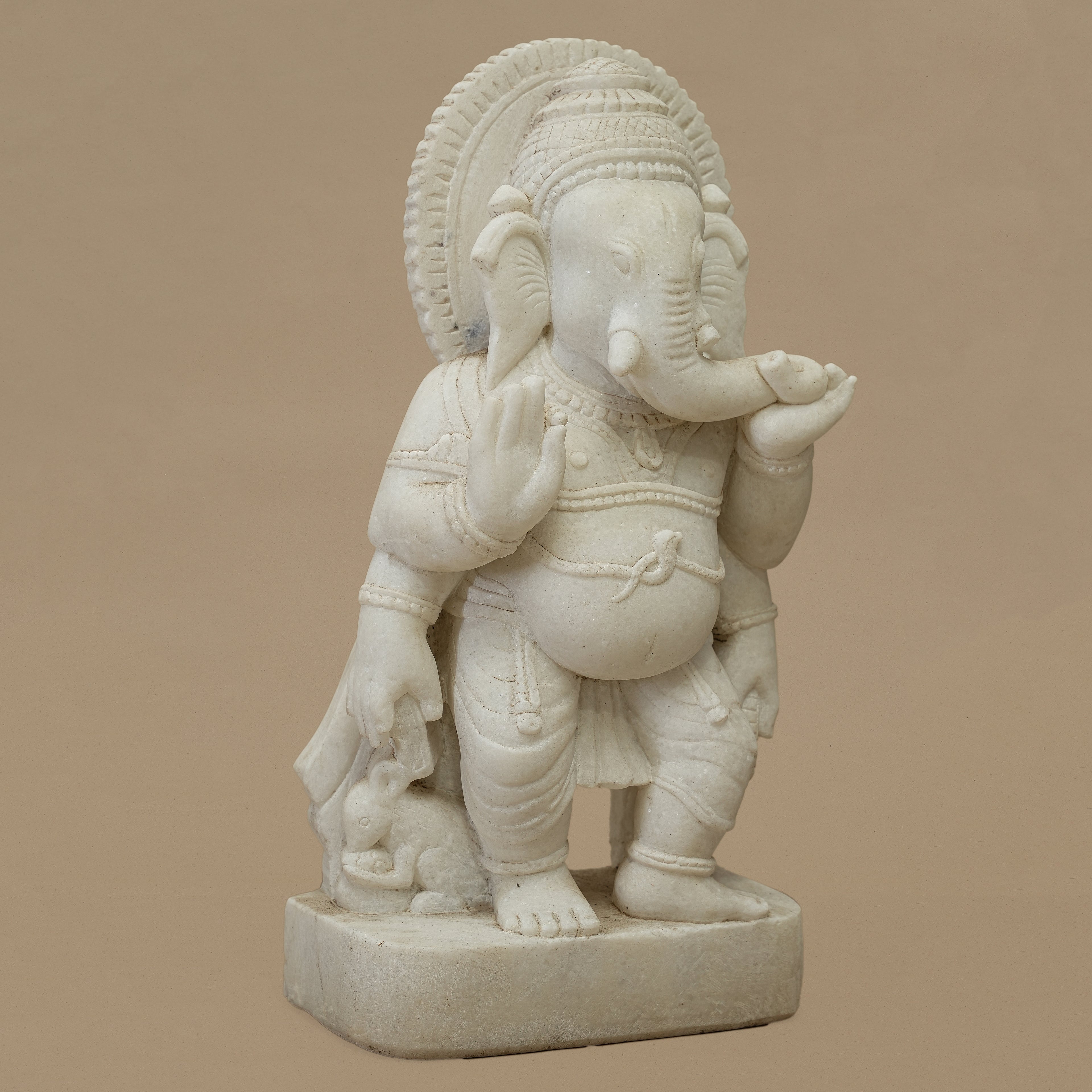 18" Lord Ganesha Statue | Handcrafted from White Marble