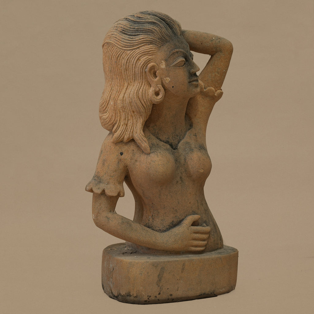14.5" Posing Female Bust | Handcrafted from Yellow Sandstone