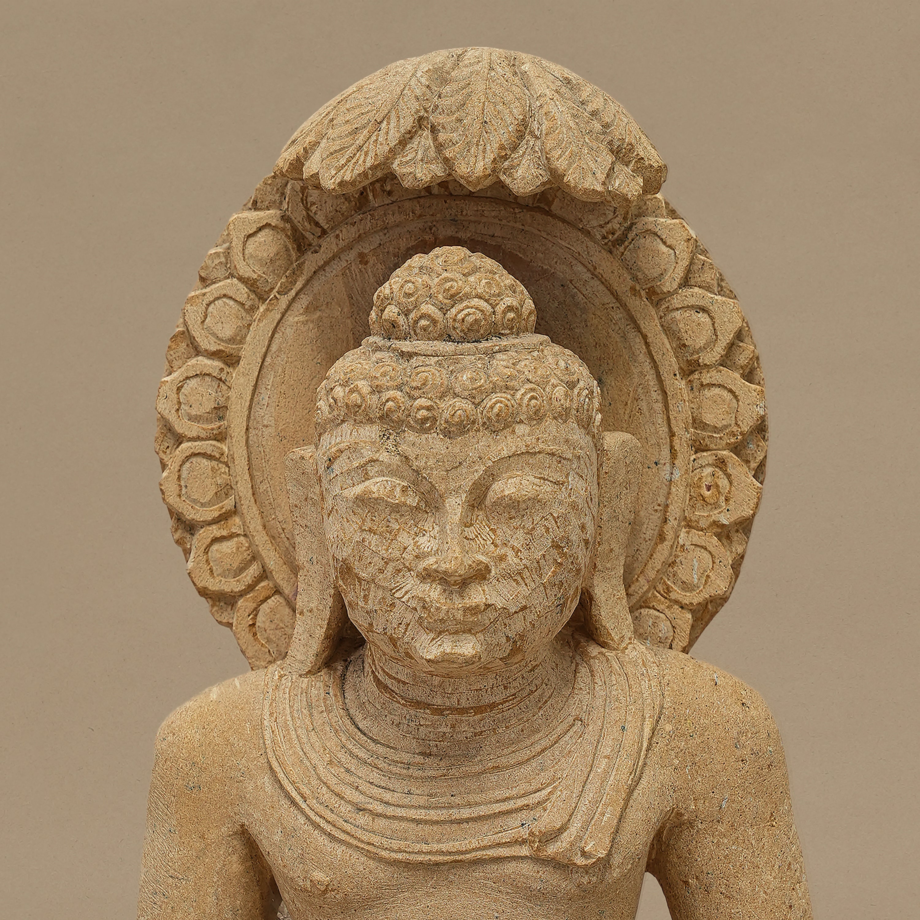 14" Lord Buddha Statue | Handcrafted from Yellow Sandstone