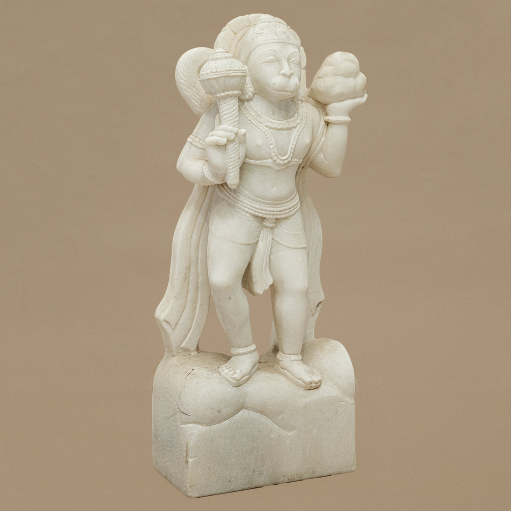 15" Lord Hanuman Statue | Handcrafted from White Marble