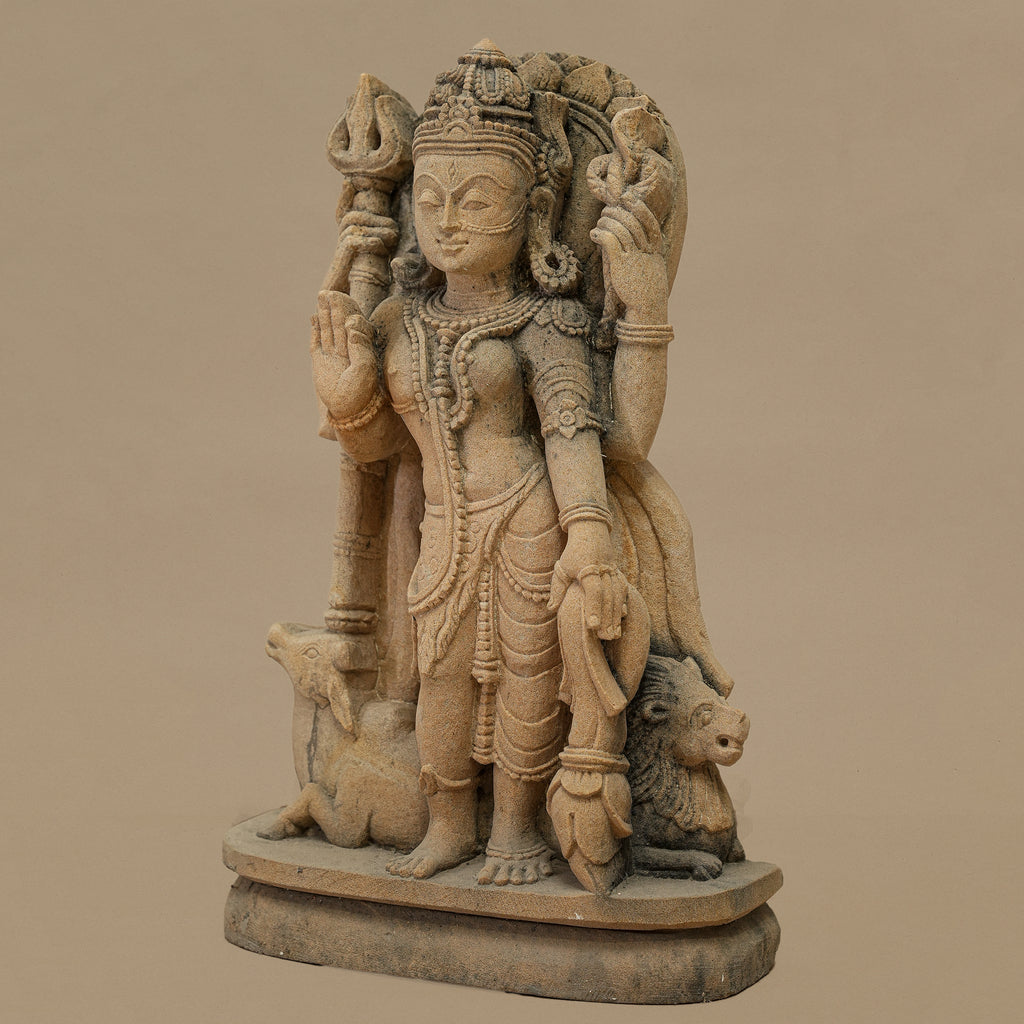 15" Lord Shiva - Maa Durga Statue | Handcrafted from Yellow Sandstone