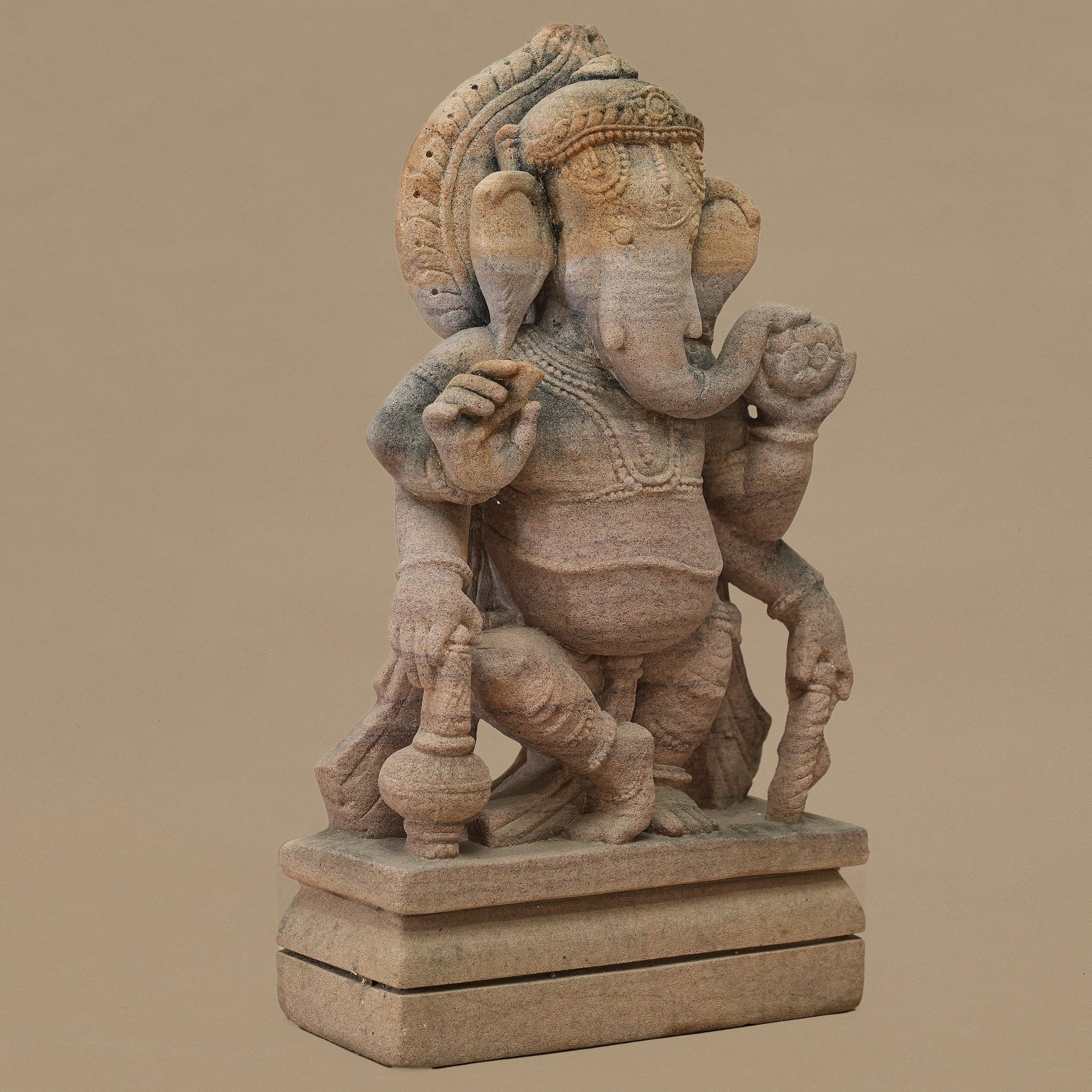 12.5" Lord Ganesha Statue | Handcrafted from Yellow Sandstone