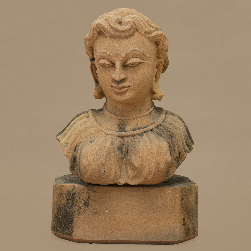 14" Serene Bust Statue | Handcrafted from Yellow Sandstone