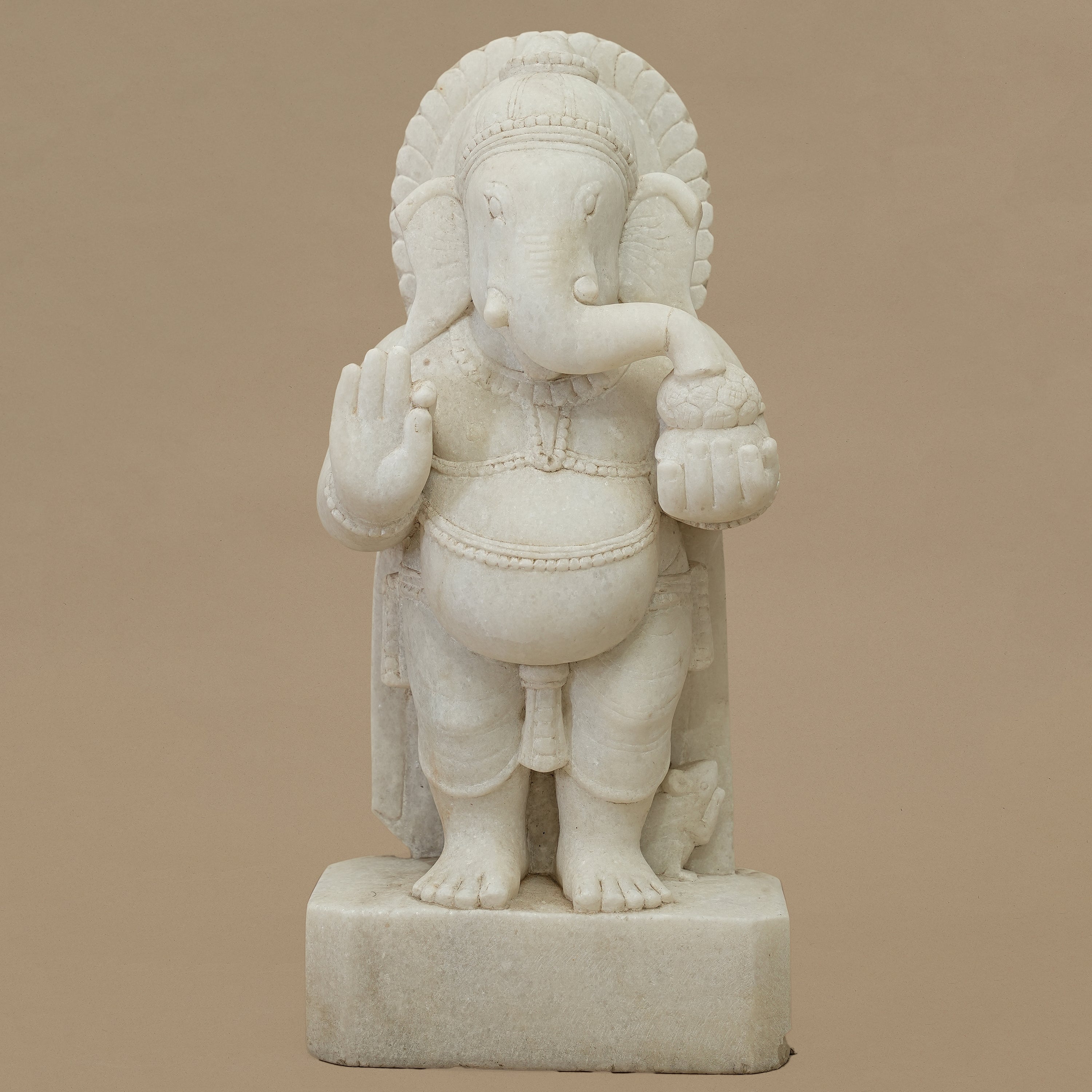 15" Lord Ganesha Statue | Handcrafted from White Marble