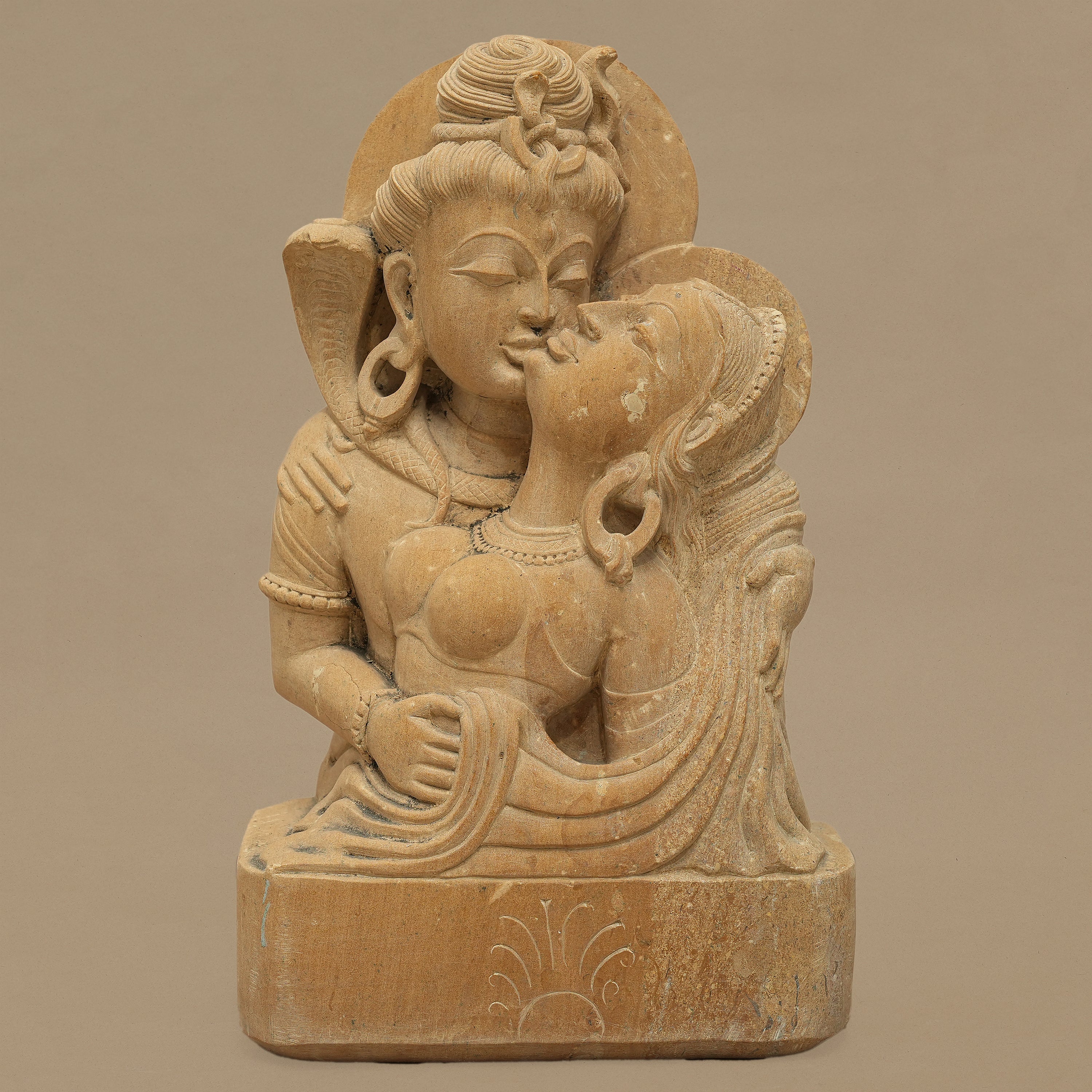 14.5" Lord Shiva & Parvati Statue | Handcrafted from Yellow Sandstone