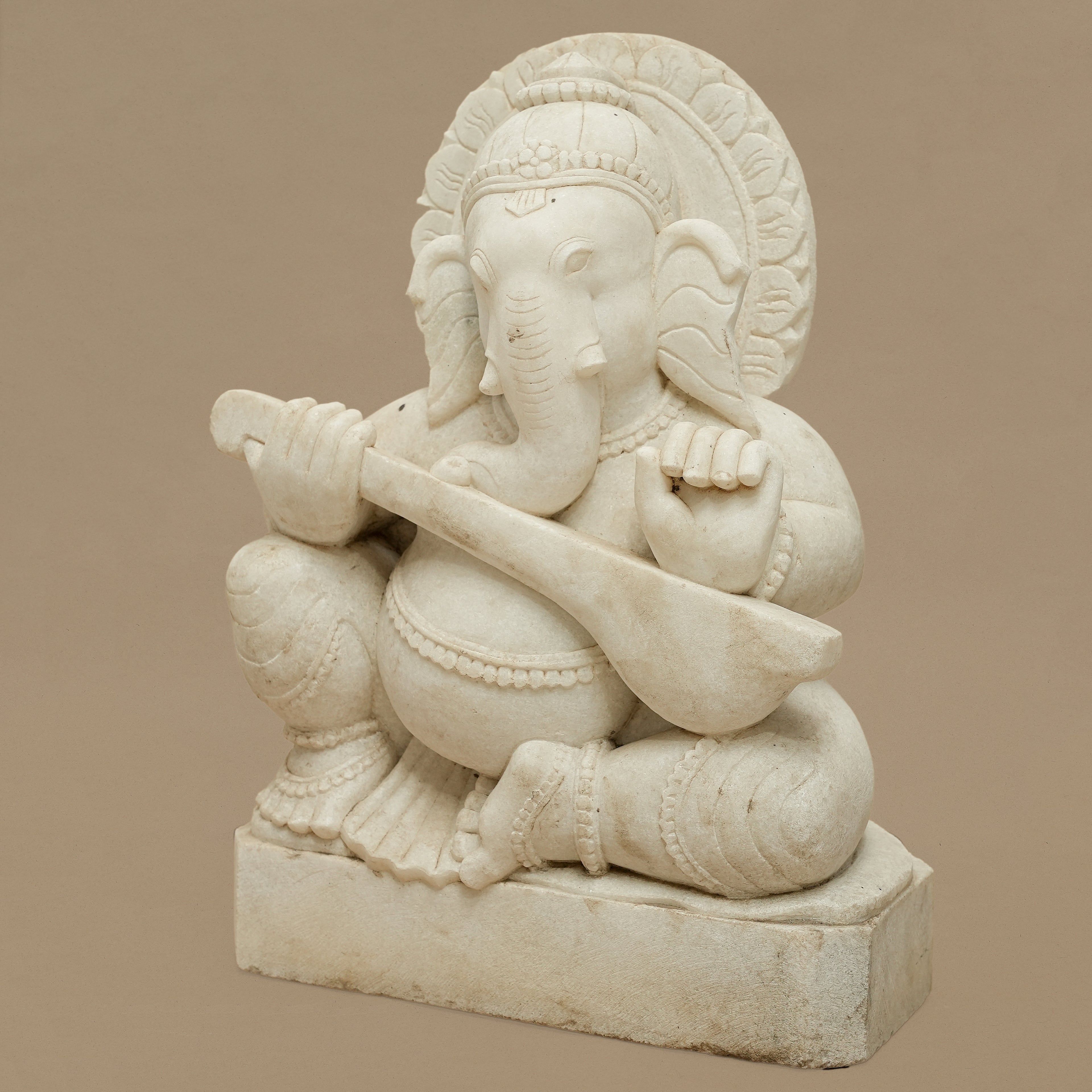 15" Lord Ganesha Statue | Handcrafted from White Marble