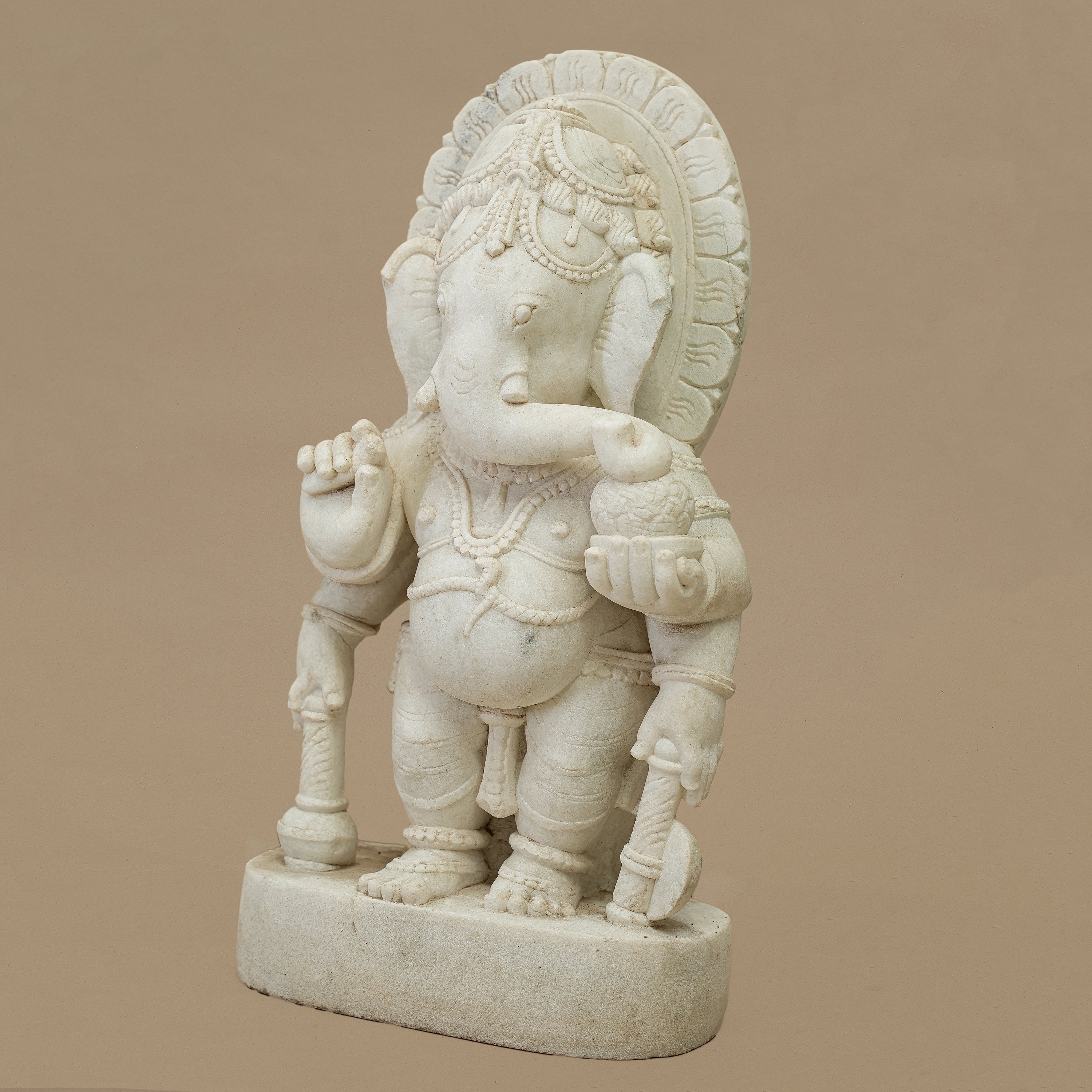 17" Standing Lord Ganesha Statue | Handcrafted from White Marble