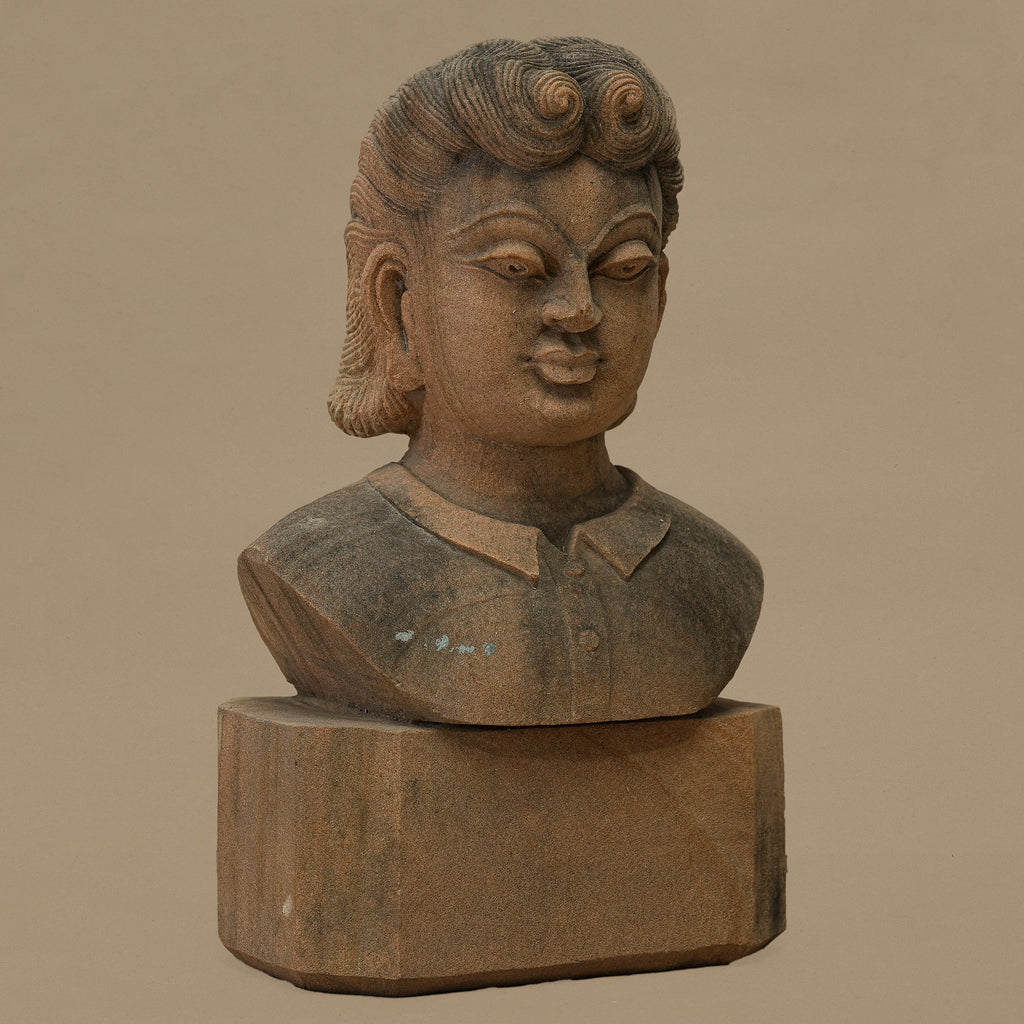 14" Serene Bust Statue | Handcrafted from Yellow Sandstone