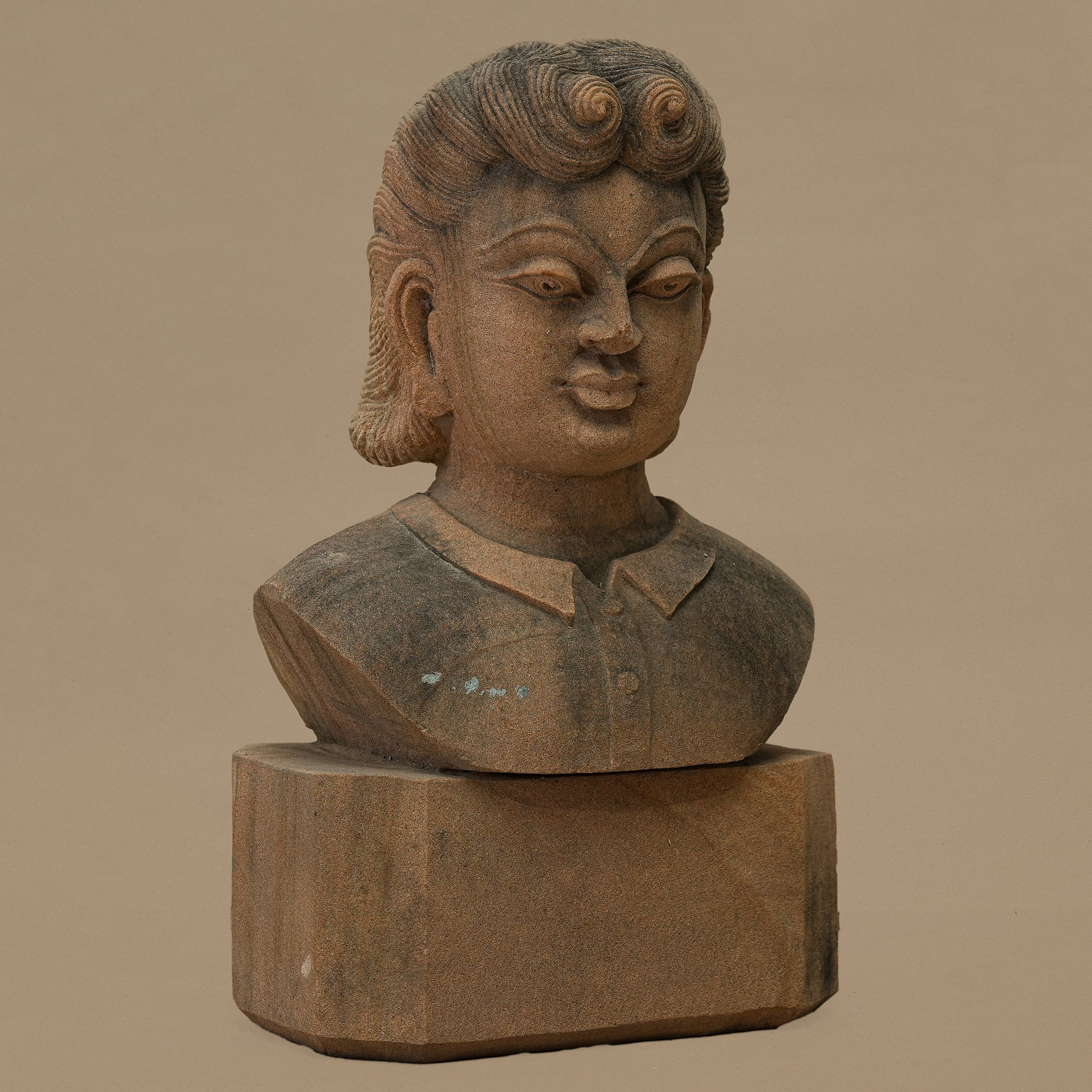 14" Serene Bust Statue | Handcrafted from Yellow Sandstone