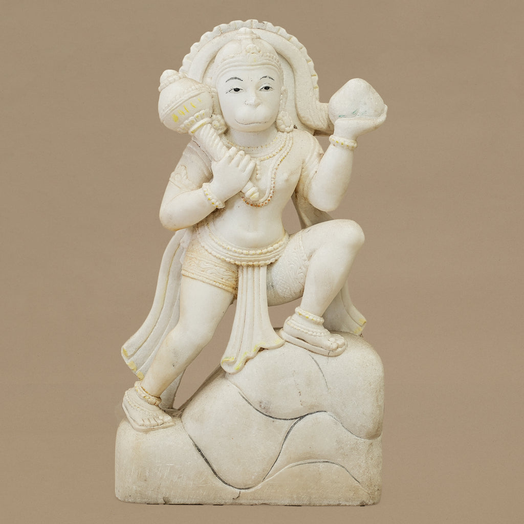 12.5" Lord Hanuman Statue | Handcrafted from White Marble