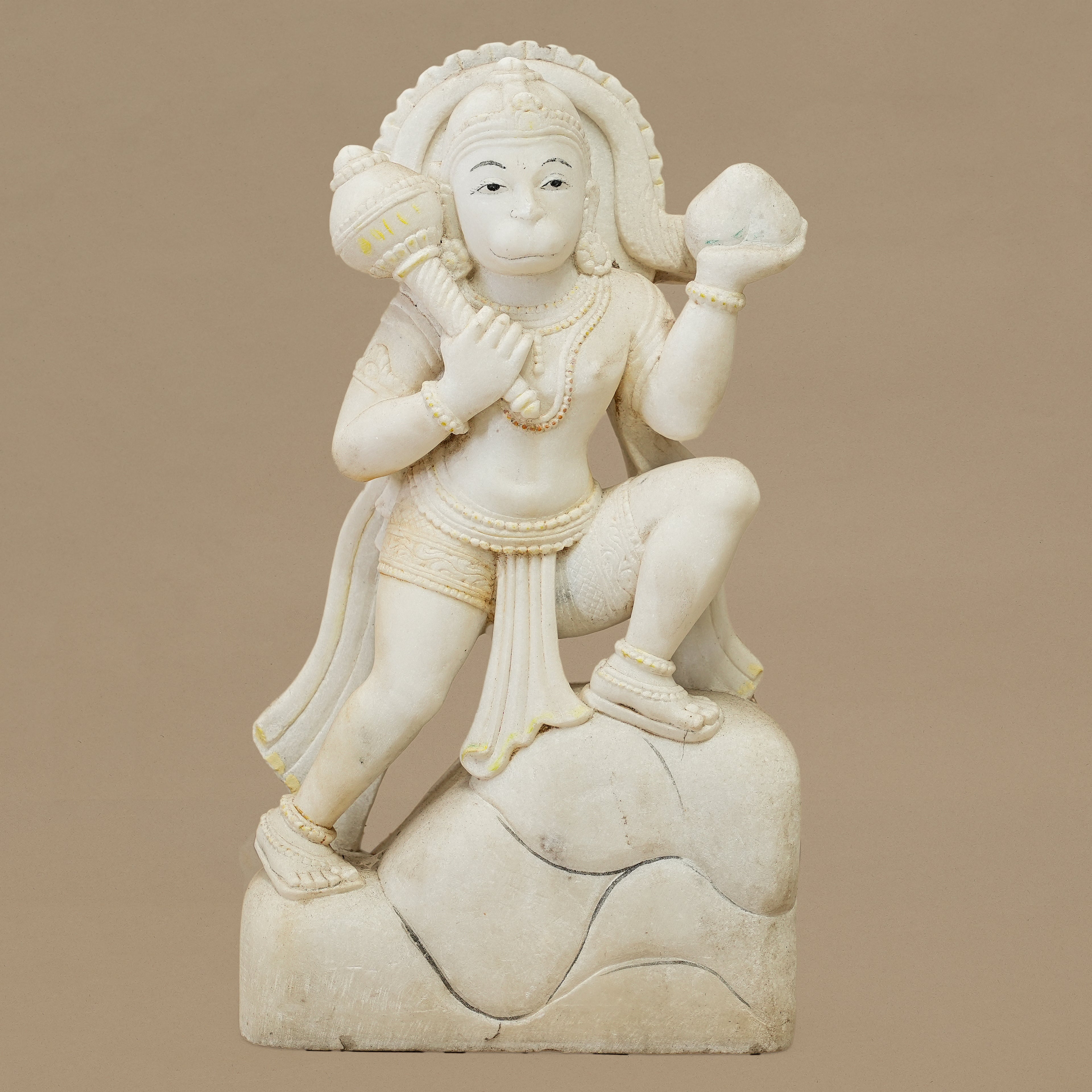 12.5" Lord Hanuman Statue | Handcrafted from White Marble