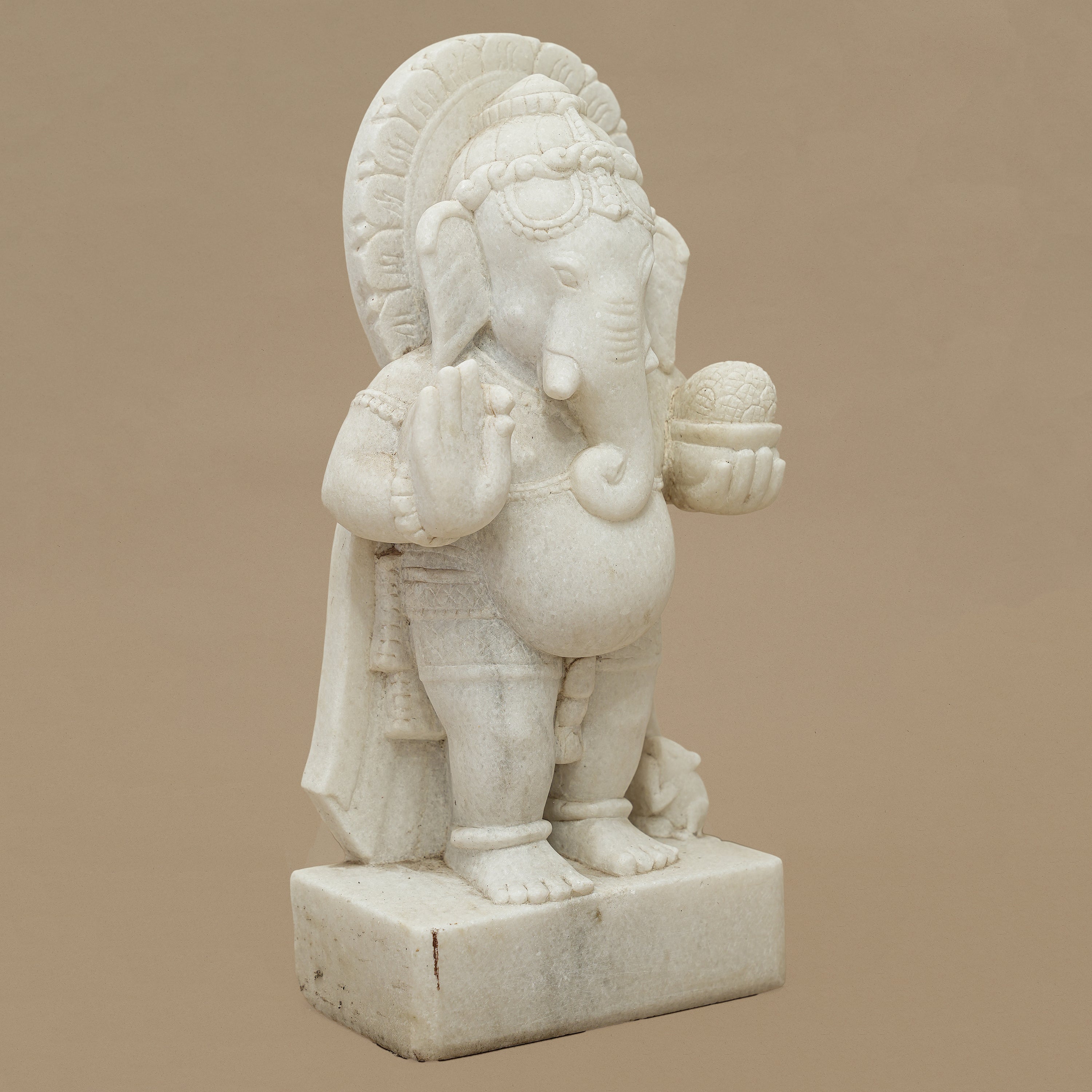 15" Lord Ganesha Statue | Handcrafted from White Marble