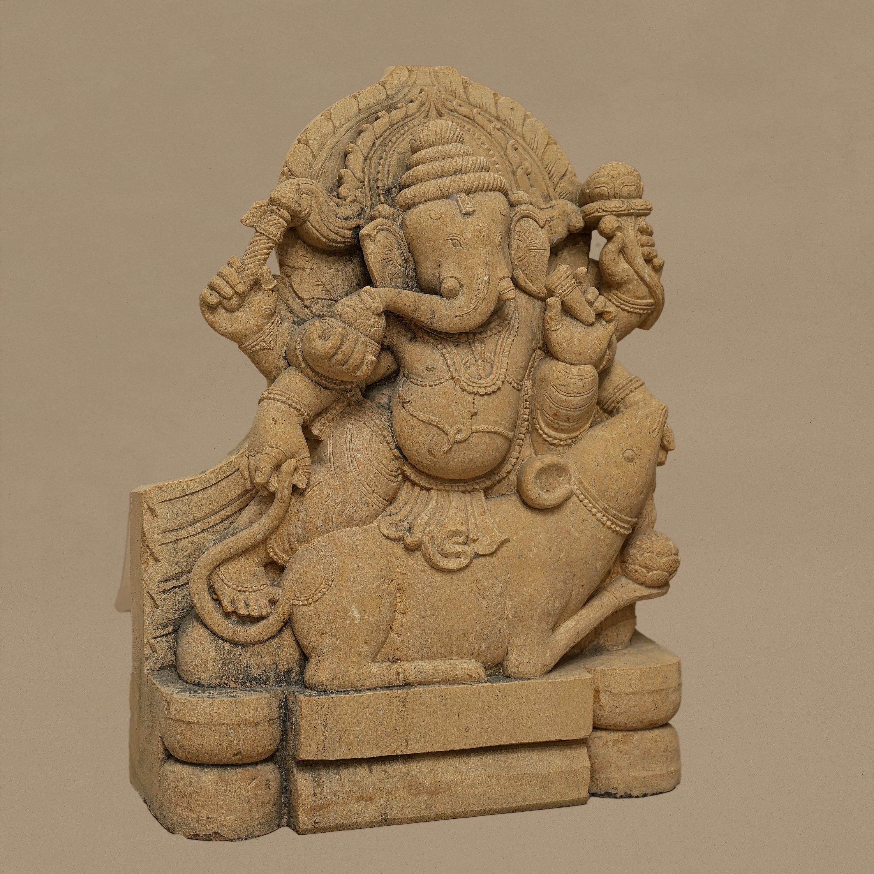 18" Lord Ganesha Statue | Handcrafted from Yellow Sandstone