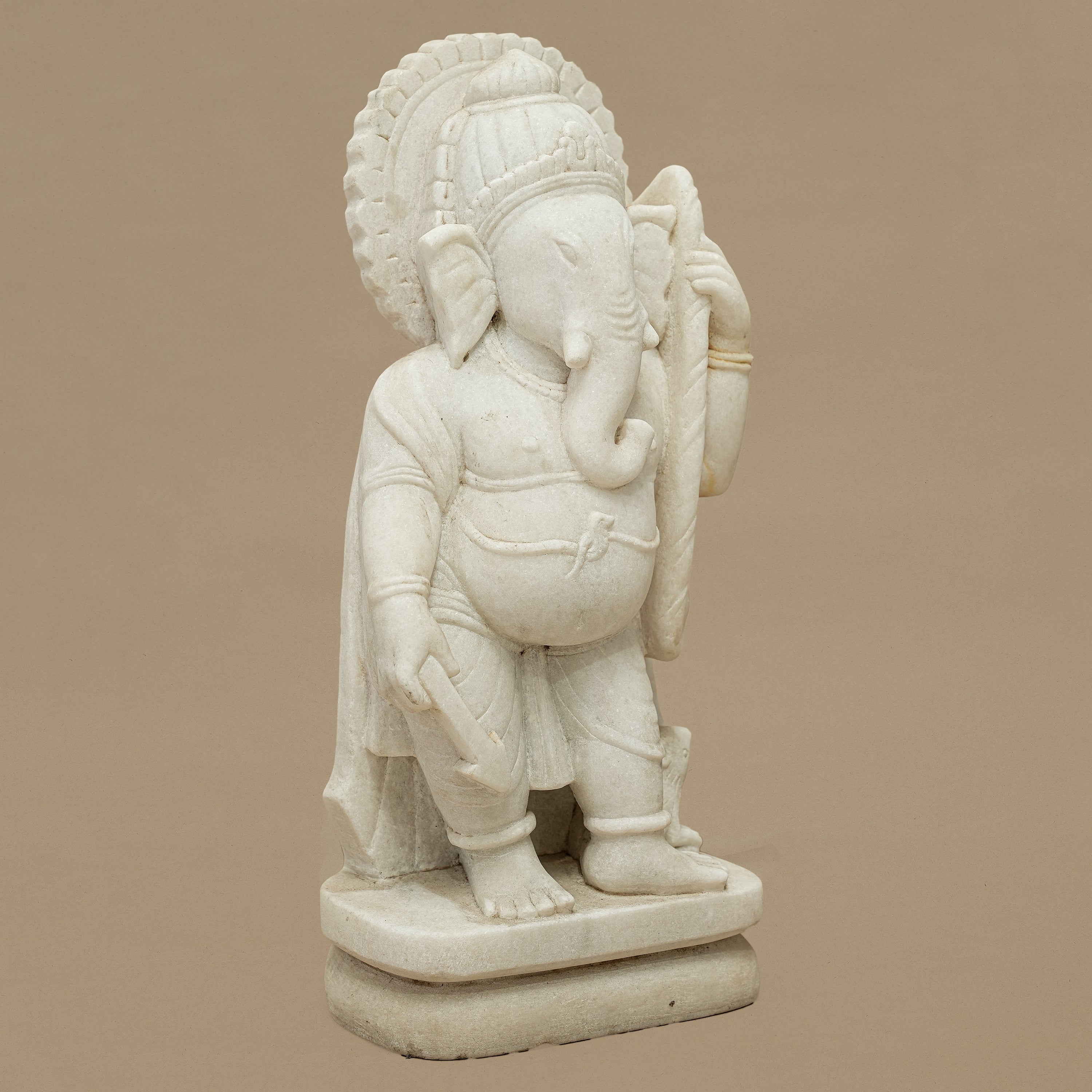 15" Lord Ganesha Statue | Handcrafted from White Marble