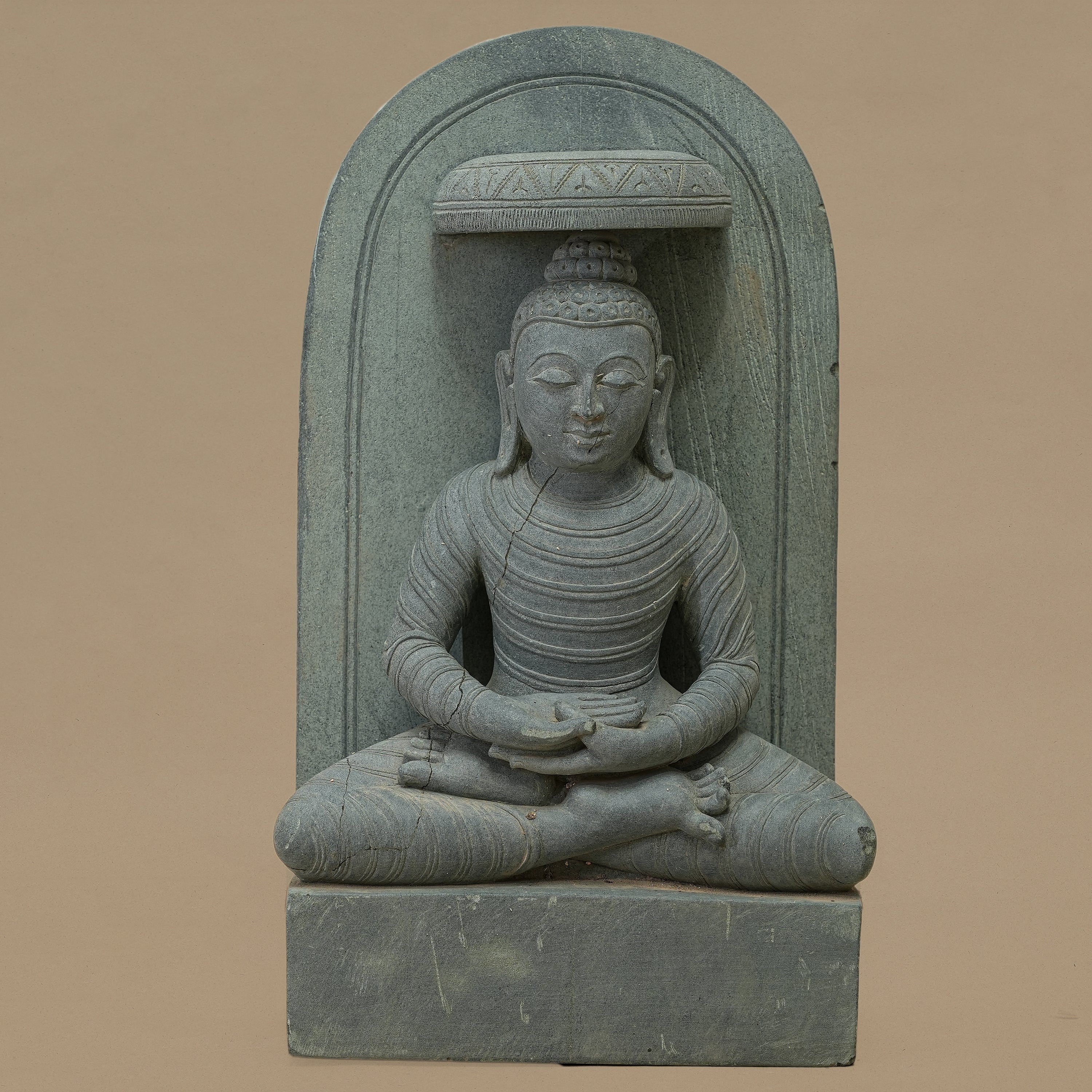 14" Lord Buddha Statue | Handcrafted from Dungarpur Black Stone