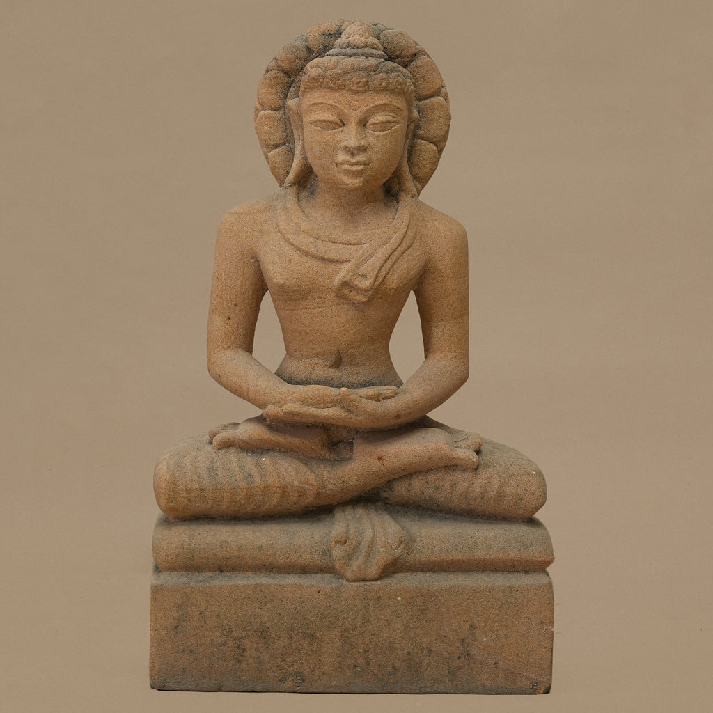 11.5" Lord Buddha Statue | Handcrafted from Yellow Sandstone