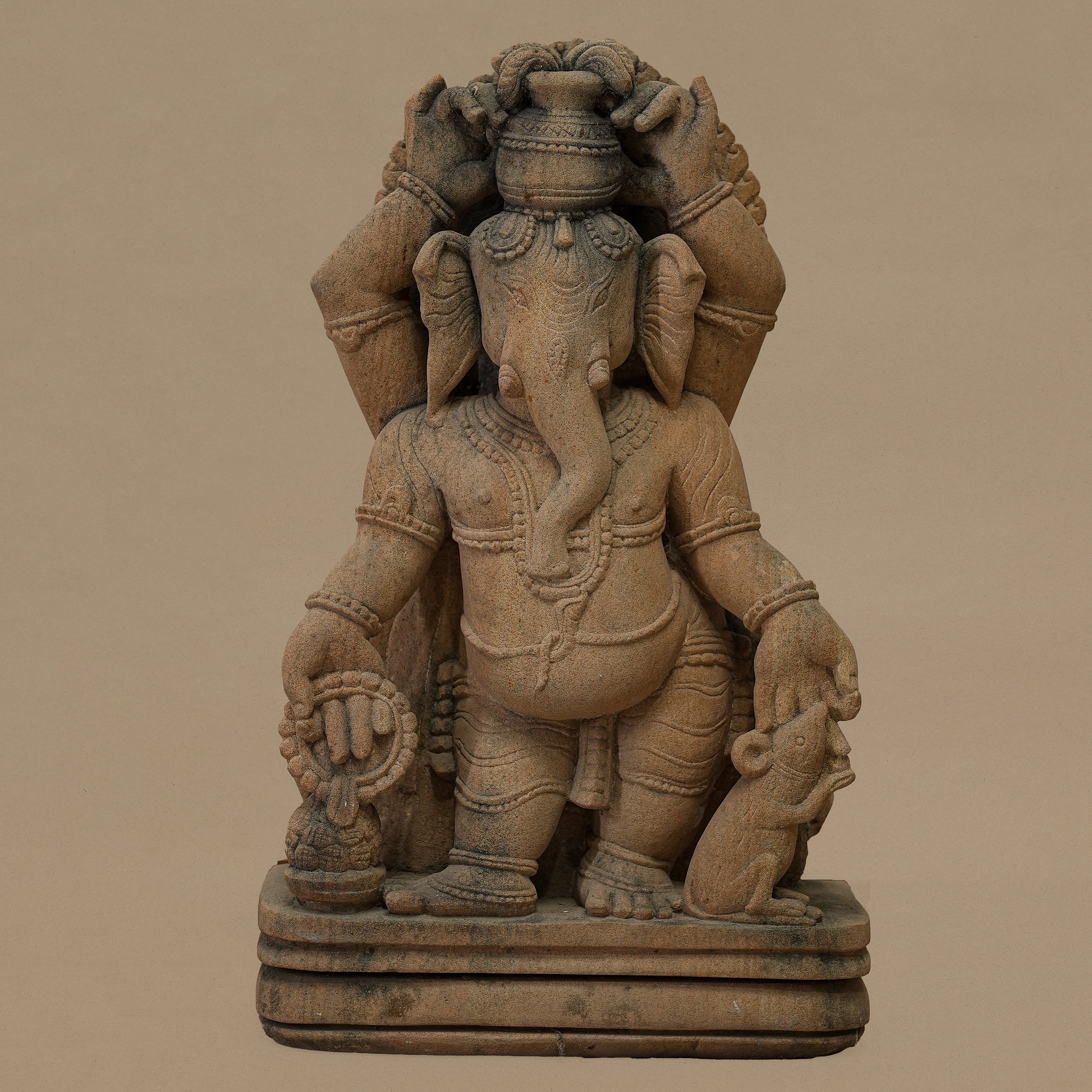 15" Lord Ganesha Statue | Handcrafted from Yellow Sandstone